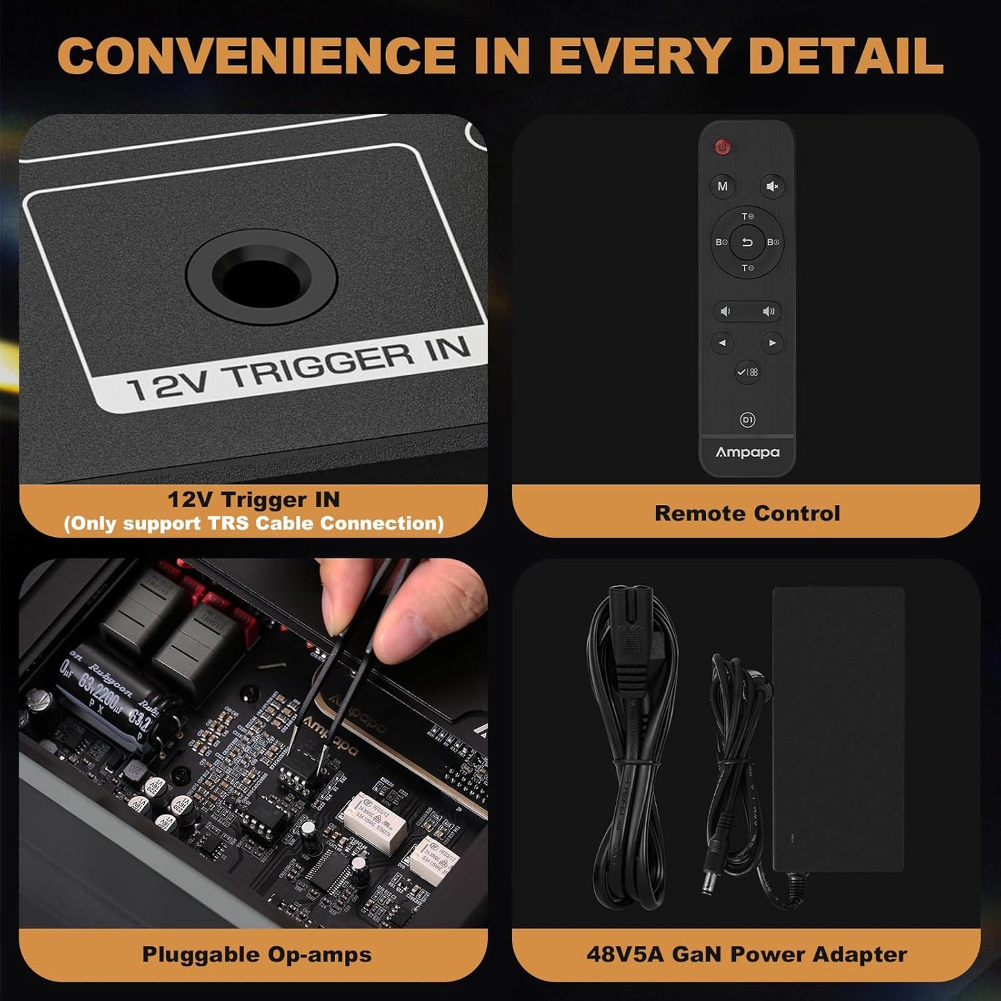 AMPAPA 300W Amplifiers Stereo Bluetooth Amplifier with 5.2 and High-Pass DEMO