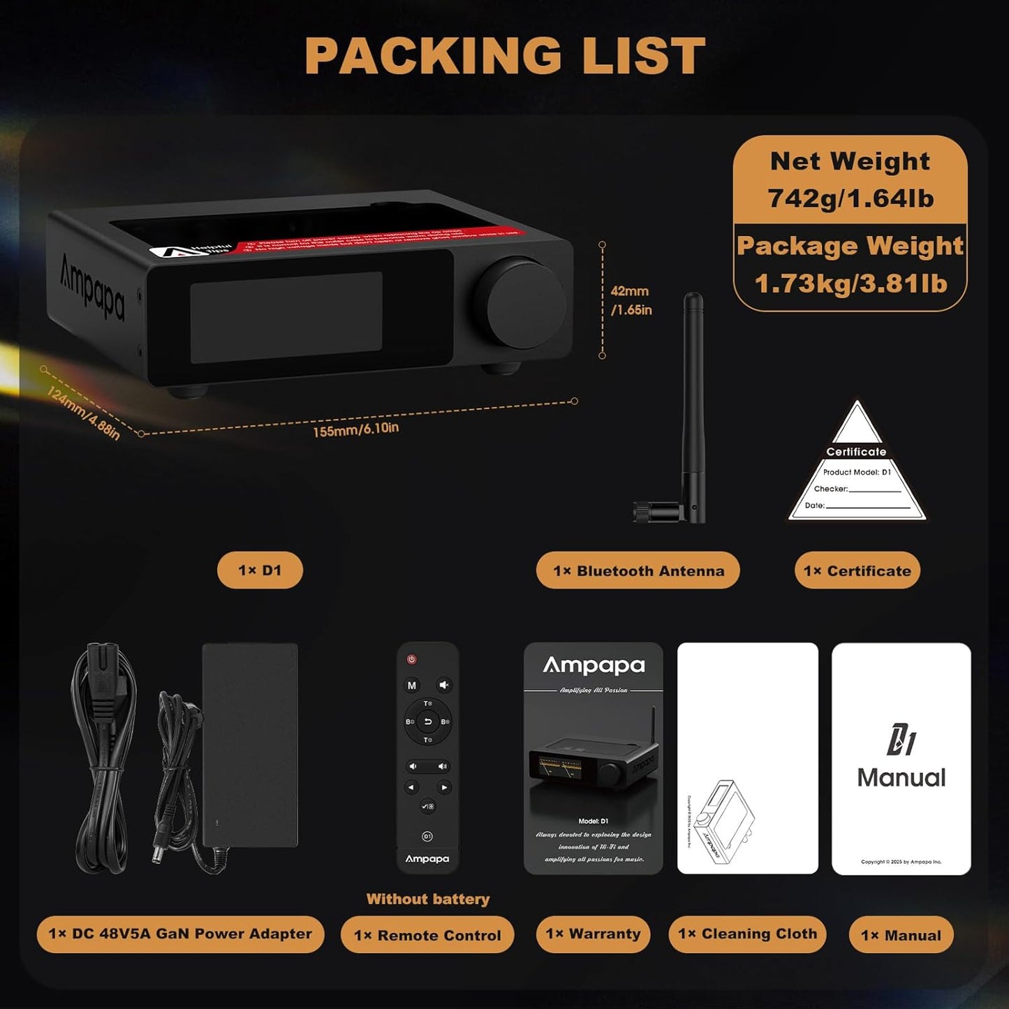 AMPAPA 300W Amplifiers Stereo Bluetooth Amplifier with 5.2 and High-Pass DEMO
