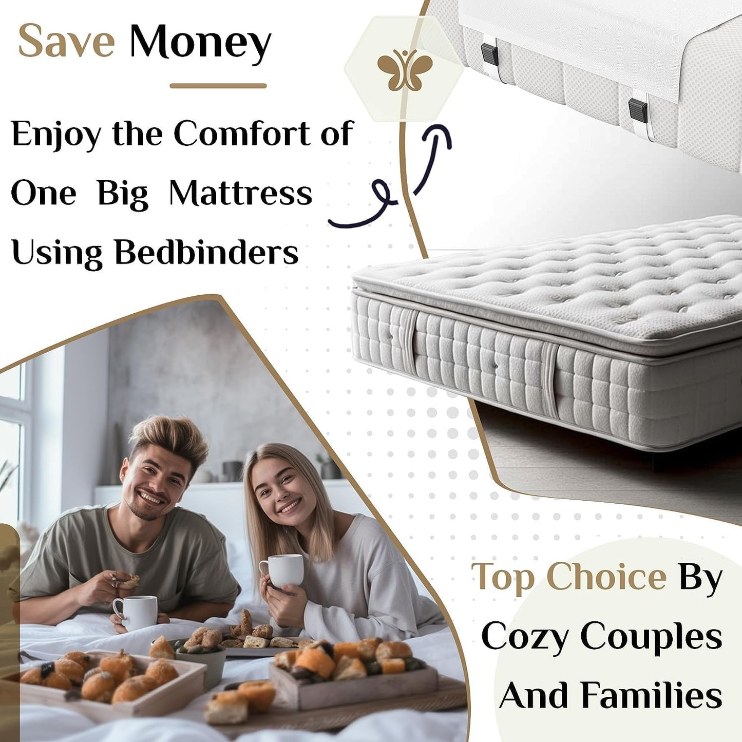 Extra Wide Adjustable Bedding Converter Mattress Topper, 200x20cm White NEW
