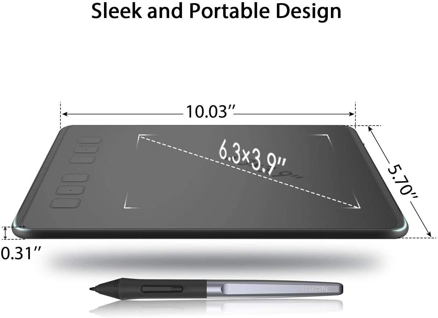 HUION Inspiroy 6x4" Graphic Drawing Tablet, Black Portable Digital Tablet NEW