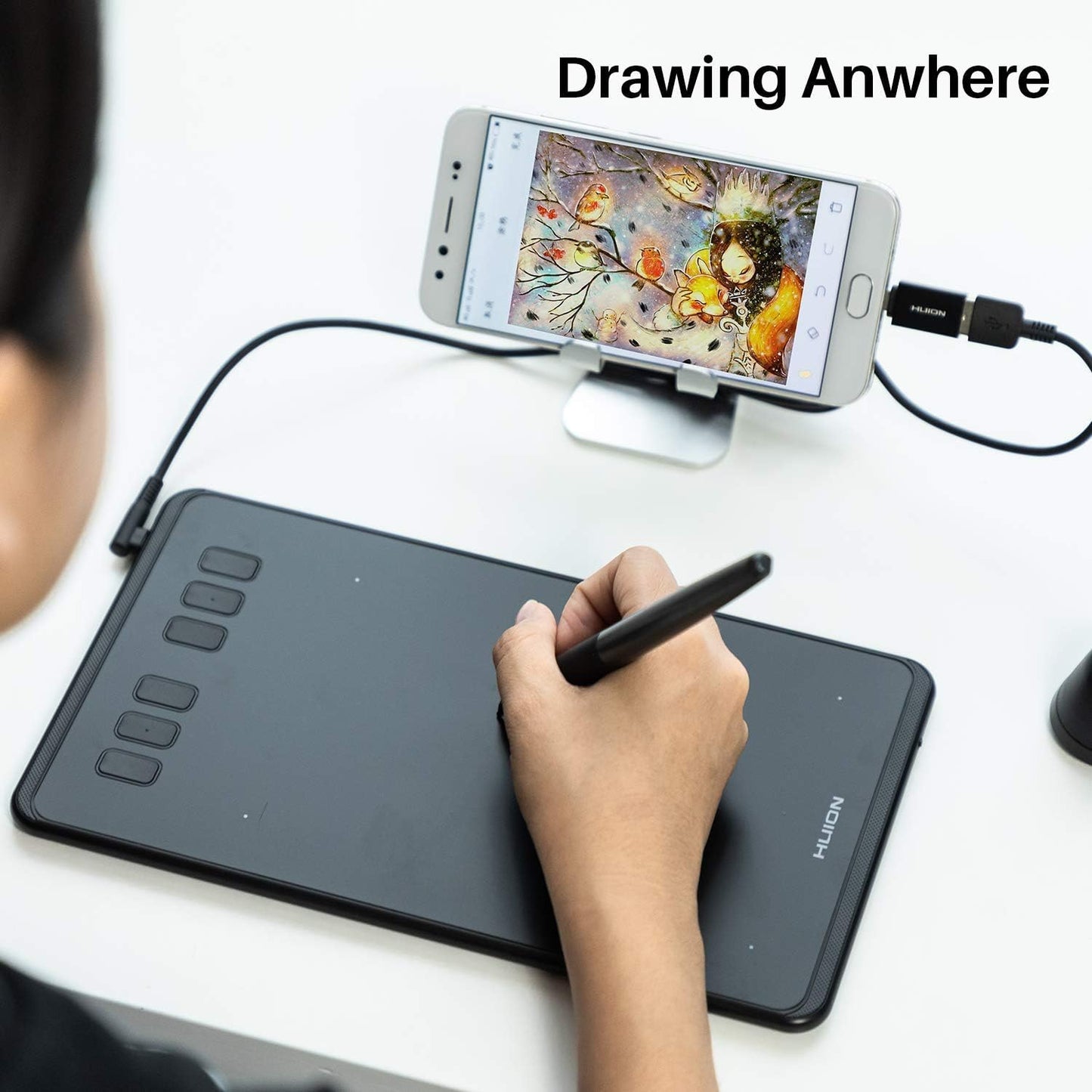 HUION Inspiroy 6x4" Graphic Drawing Tablet, Black Portable Digital Tablet NEW