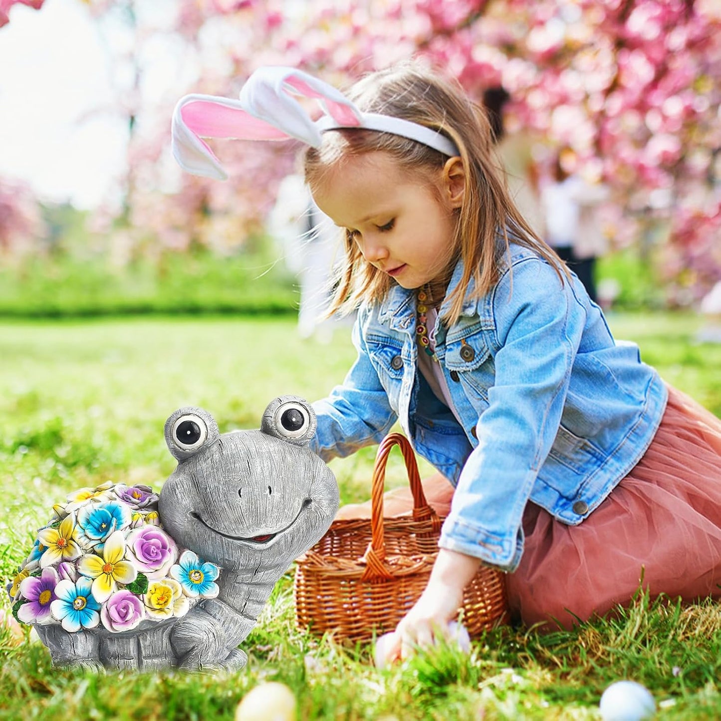 Outdoor Solar Powered Resin Tortoise Statue for Garden Decor Grey Multi NEW