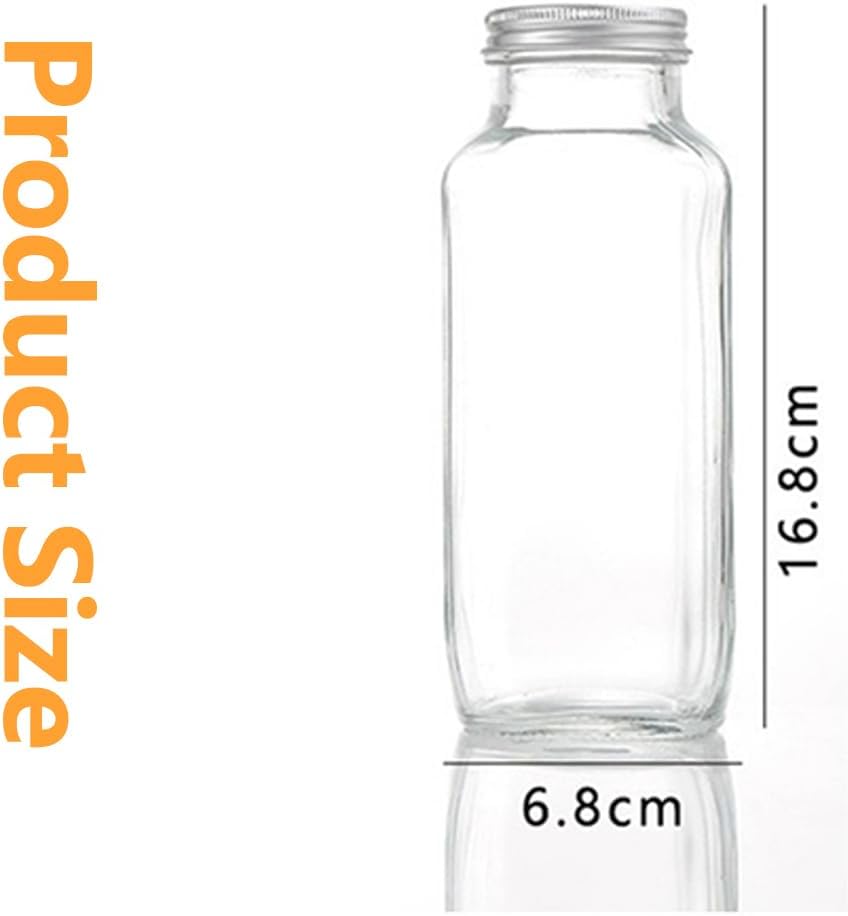 16oz Reusable Glass Drinking Jars with Airtight Plastic Lids Size 6.8 x NEW