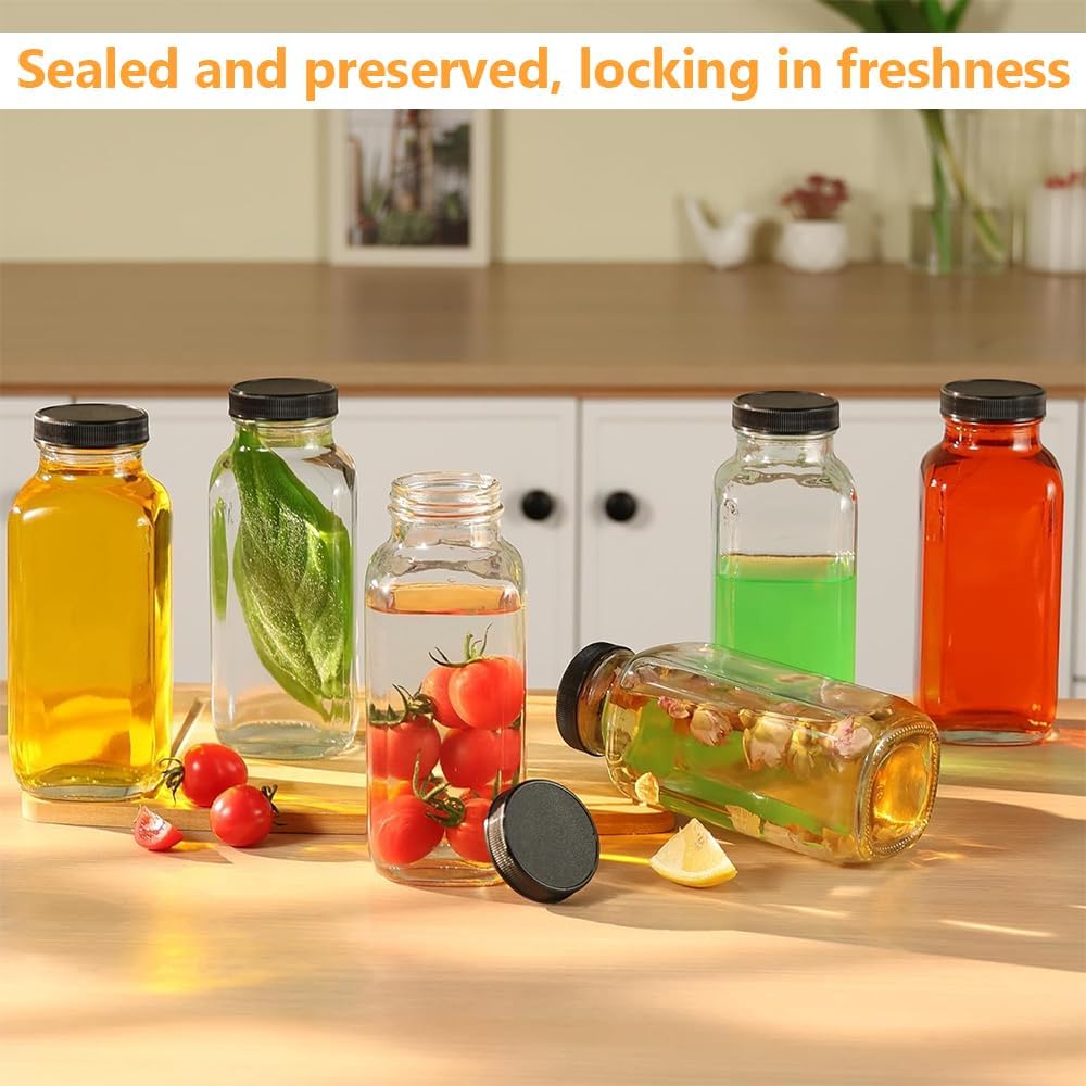 16oz Reusable Glass Drinking Jars with Airtight Plastic Lids Size 6.8 x NEW