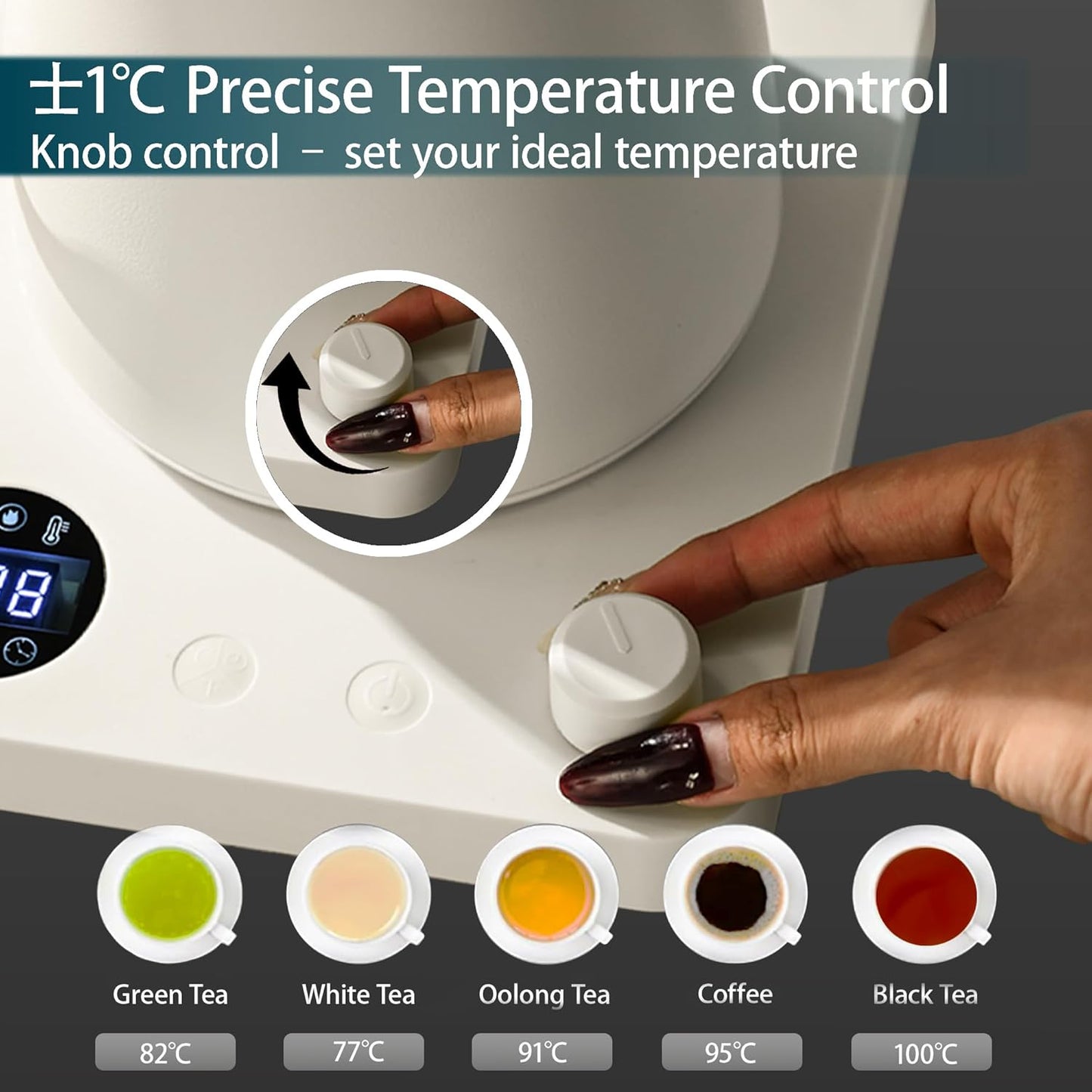 Electric Kettle with Temperature Control LCD Display Stainless Steel 1L NEW