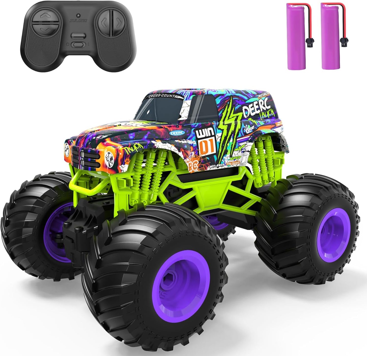 DEERC 1:16 Trucks Scale RC Monster Truck Toy All Terrain Remote Control DEMO