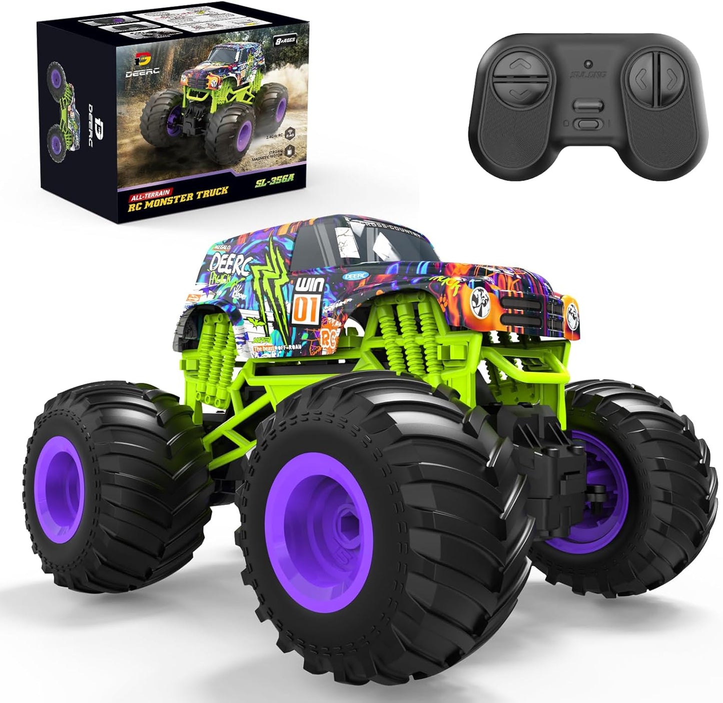 DEERC 1:16 Trucks Scale RC Monster Truck Toy All Terrain Remote Control DEMO