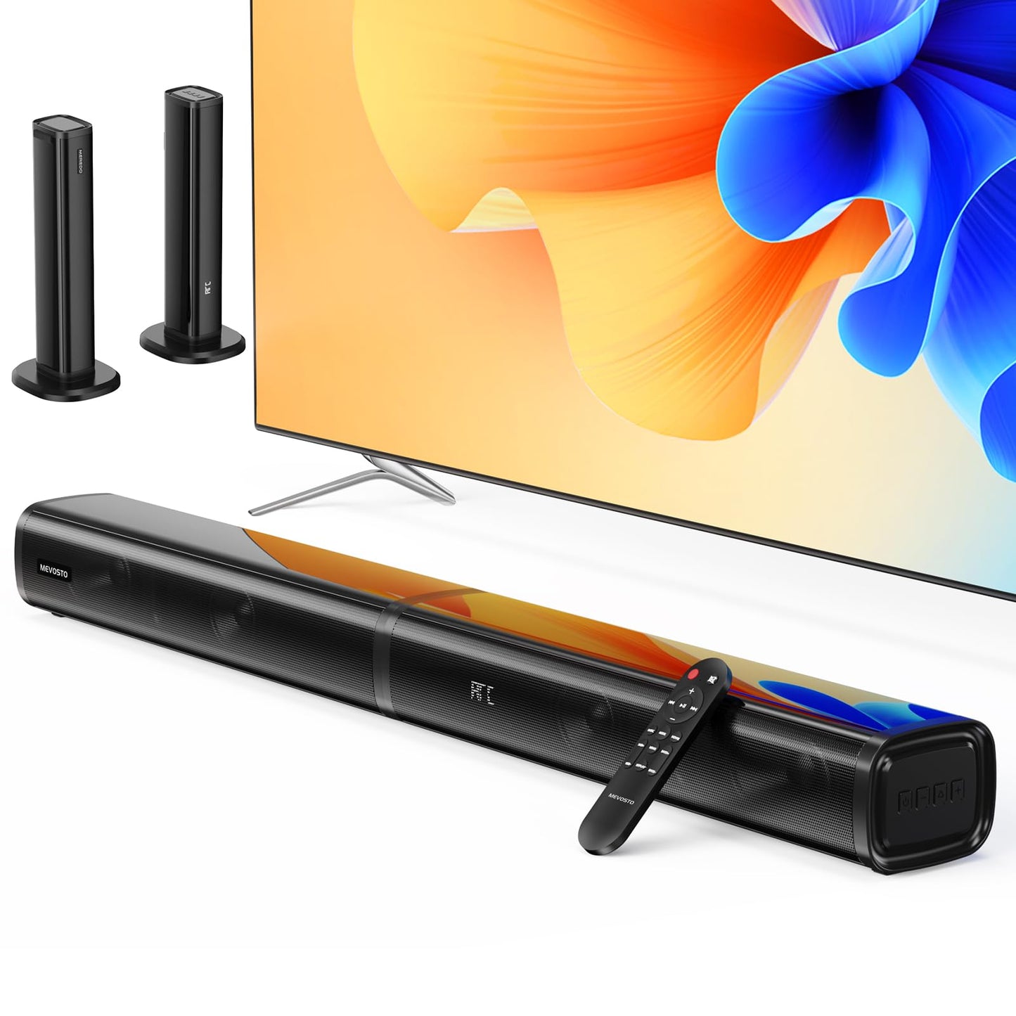 MEVOSTO 80W Dual Woofer Soundbar Speakers for Home Theater Audio System, DEMO