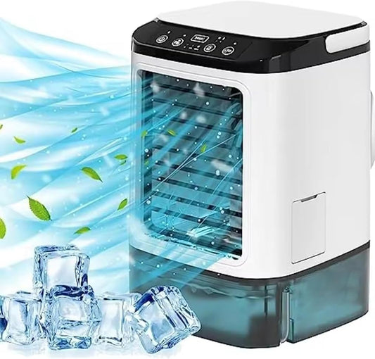 Portable 900ml Personal Fan with Ice Box, Atomizer & Water Tank - White DEMO