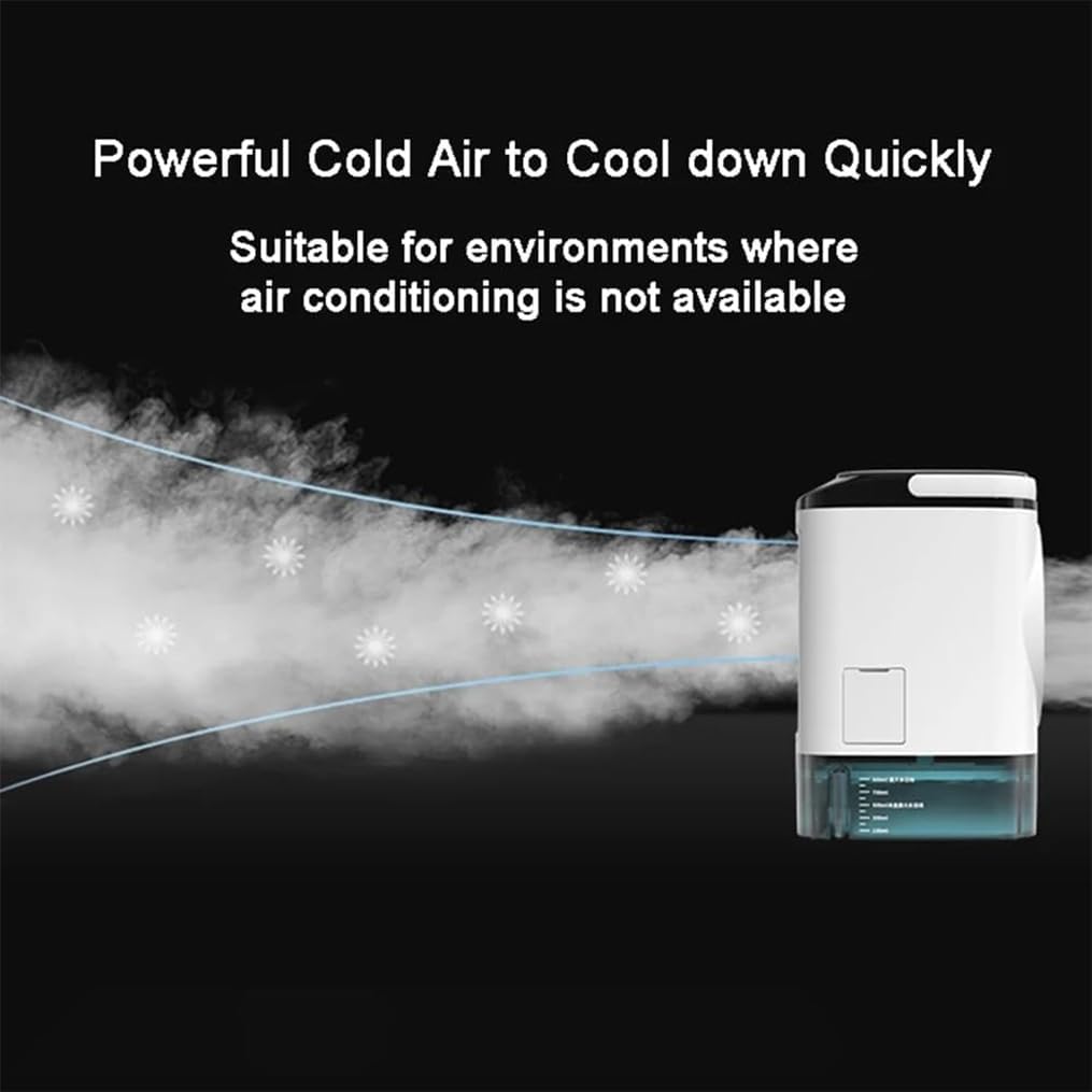 Portable 900ml Personal Fan with Ice Box, Atomizer & Water Tank - White DEMO