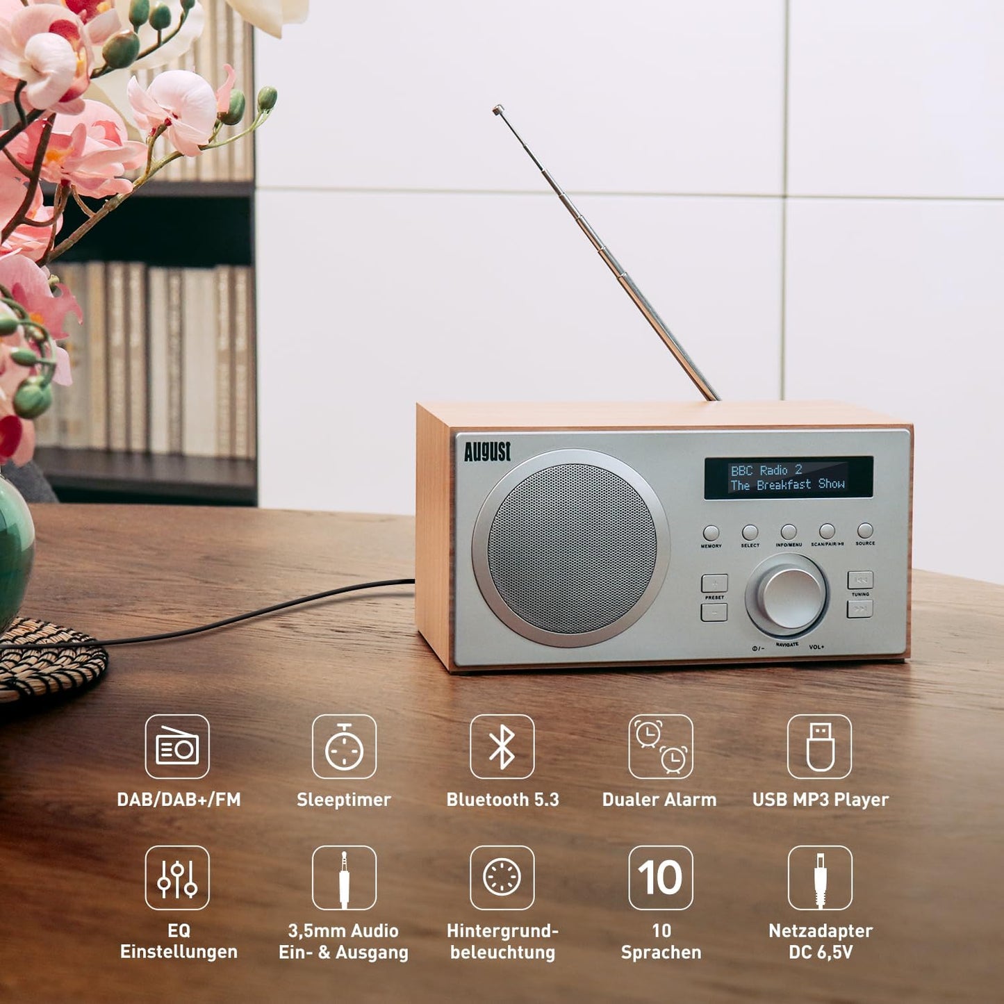 August Brown DAB Radios DAB Radio with Bluetooth and Mains Powered Digital DEMO