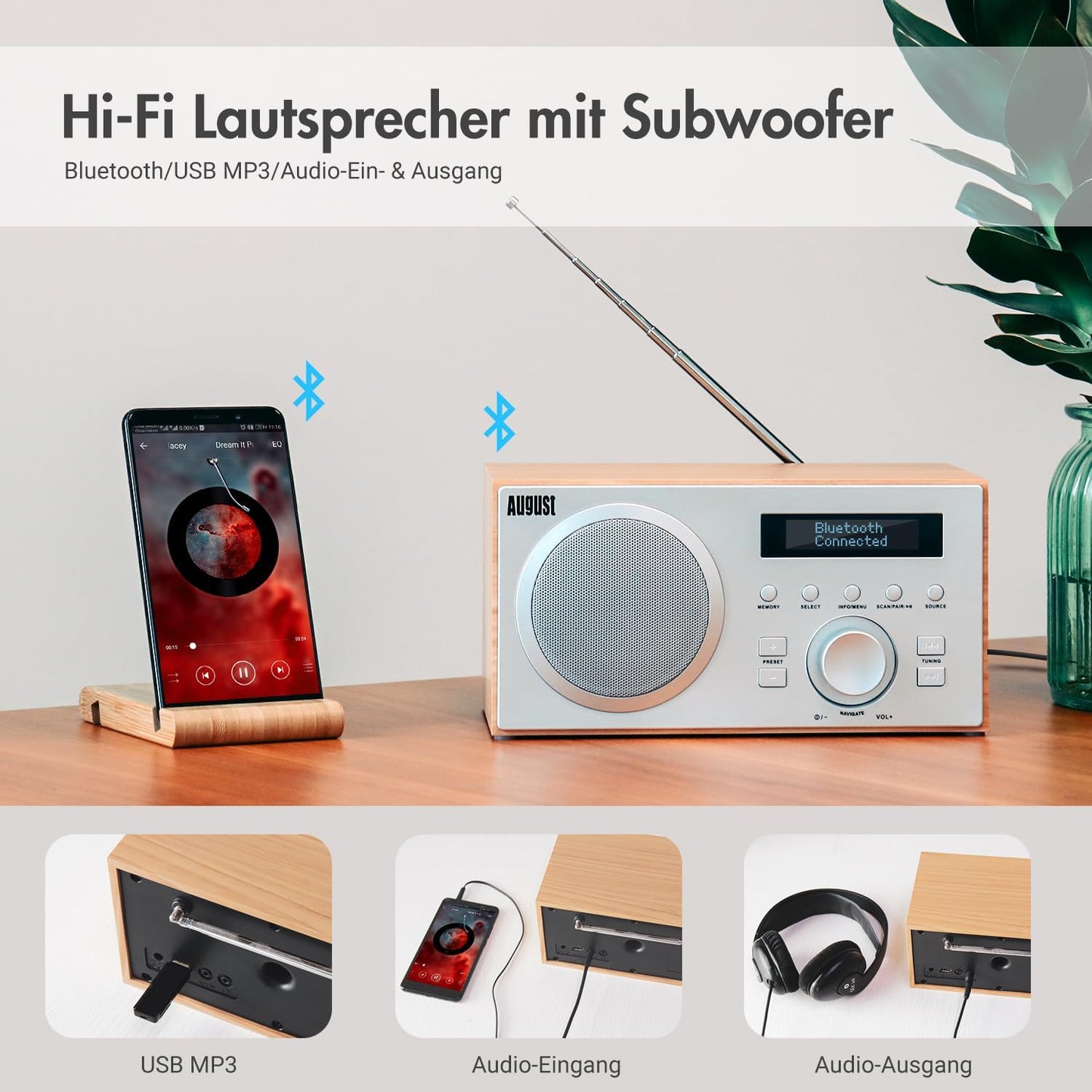 August Brown DAB Radios DAB Radio with Bluetooth and Mains Powered Digital DEMO