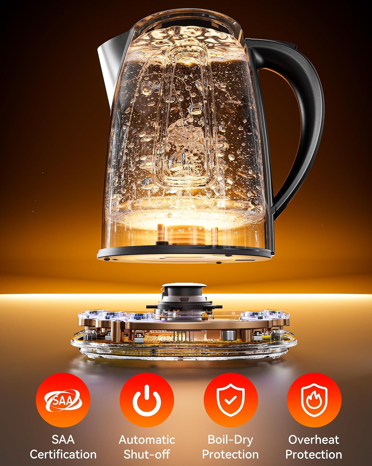 1.7L Stainless Steel Electric Kettle for Coffee, Tea and Beverages Grey DEMO