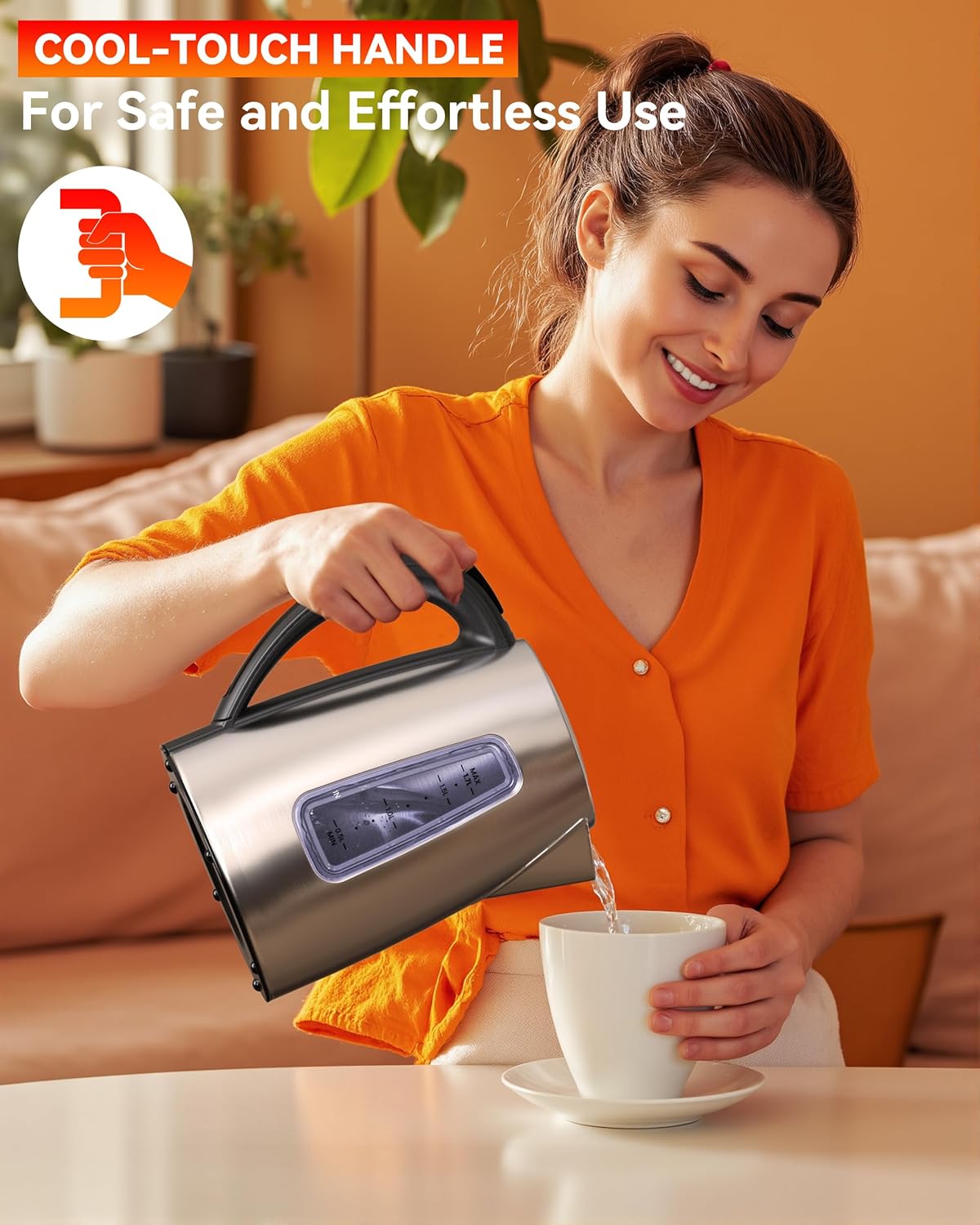 1.7L Stainless Steel Electric Kettle for Coffee, Tea and Beverages Grey DEMO