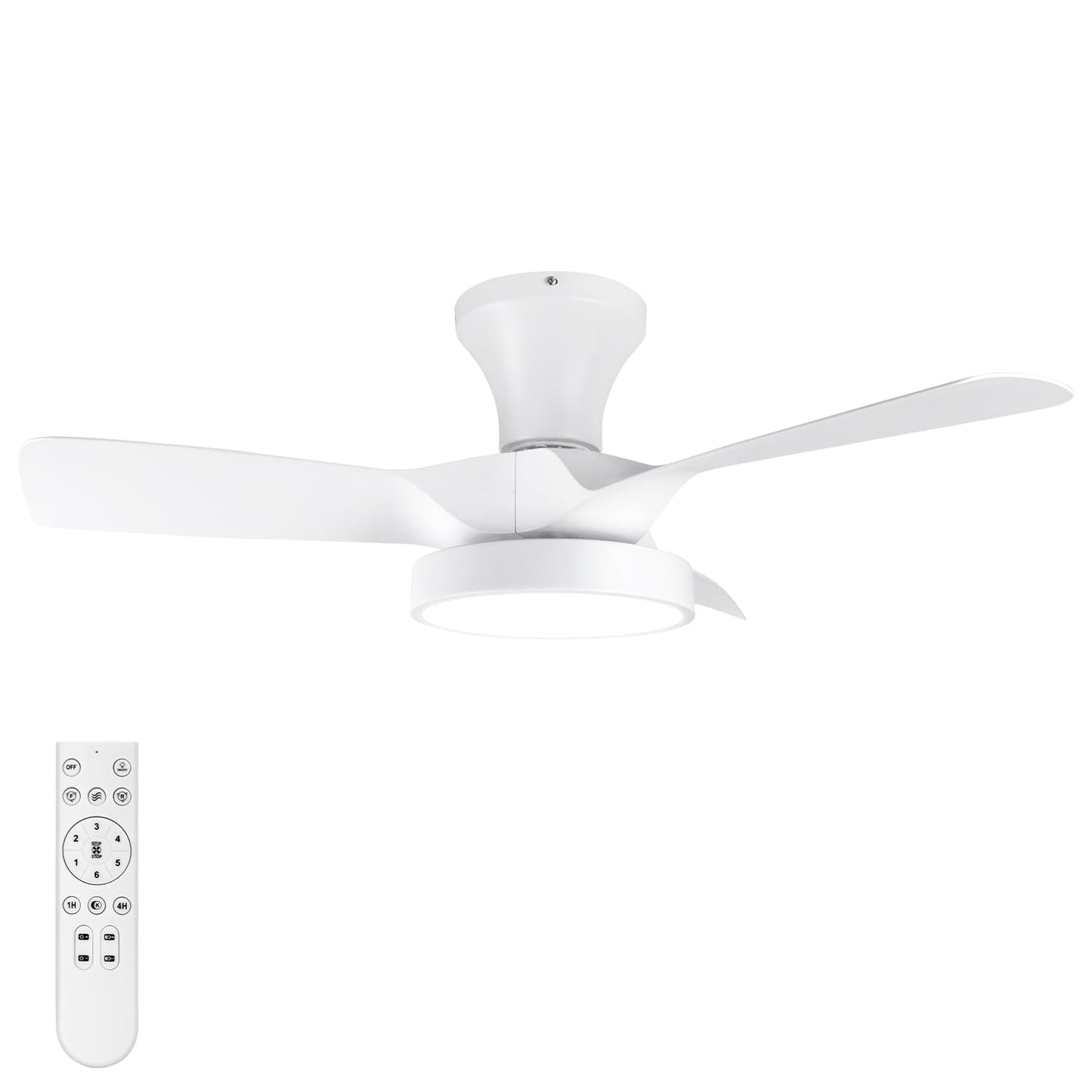 Soilsiu 32-Inch Ceiling Fan with Light and Remote Control, White Finish DEMO