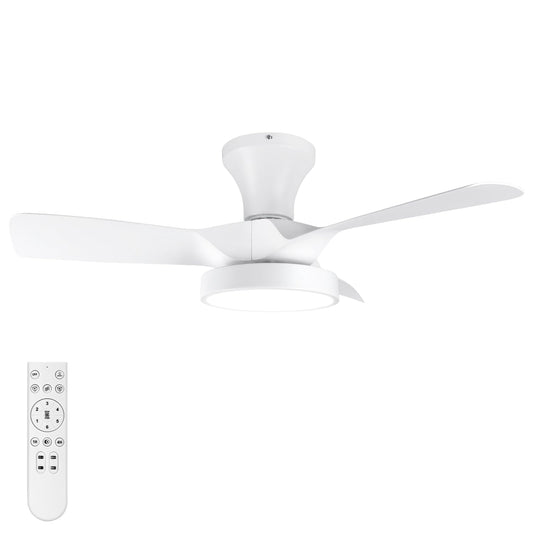 Soilsiu 32-Inch Ceiling Fan with Light and Remote Control, White Finish DEMO