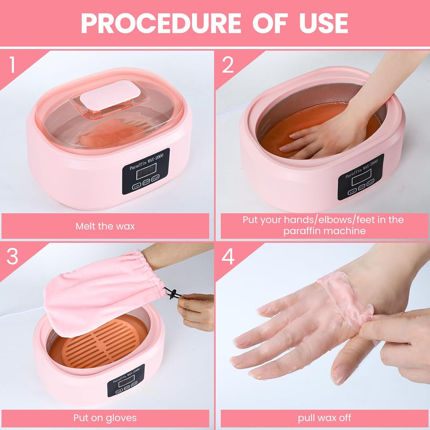 Pink Paraffin Wax Melter Machine for Hands & Feet, 3500ml Hot Warmer Size NEW