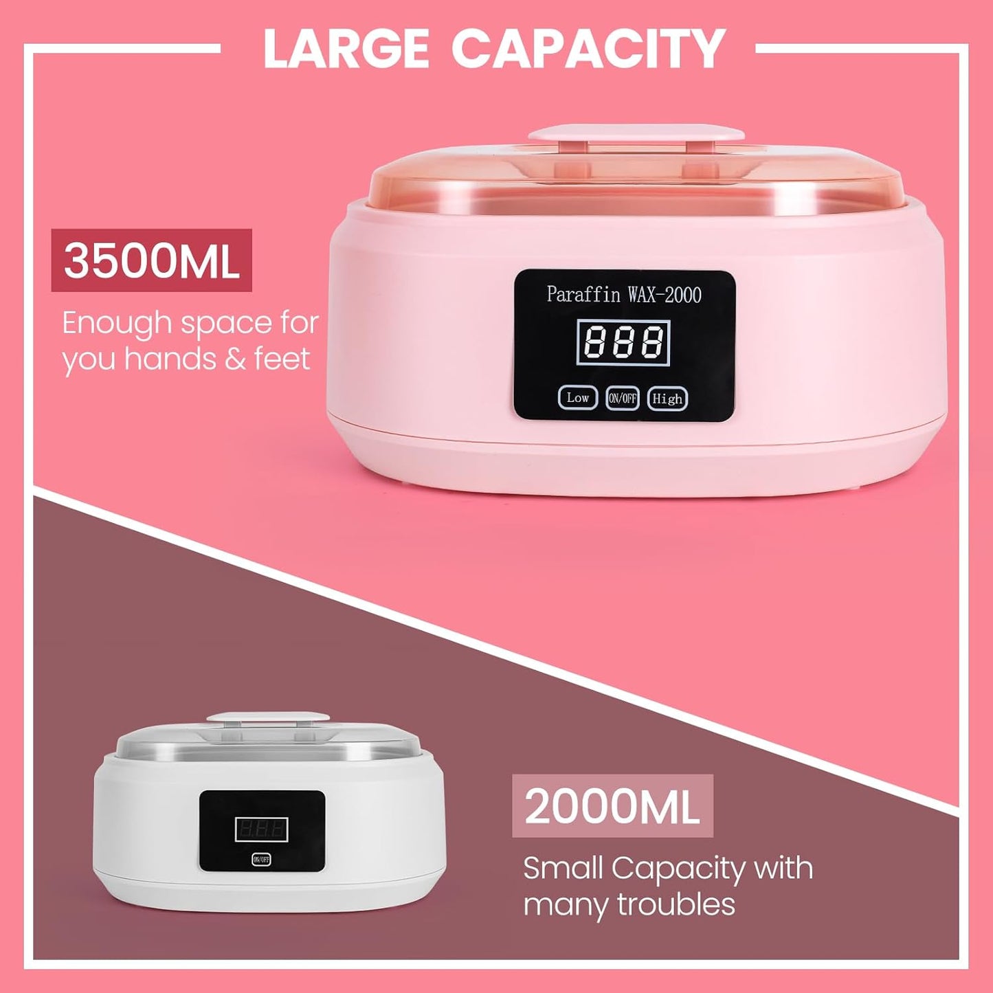 Pink Paraffin Wax Melter Machine for Hands & Feet, 3500ml Hot Warmer Size NEW