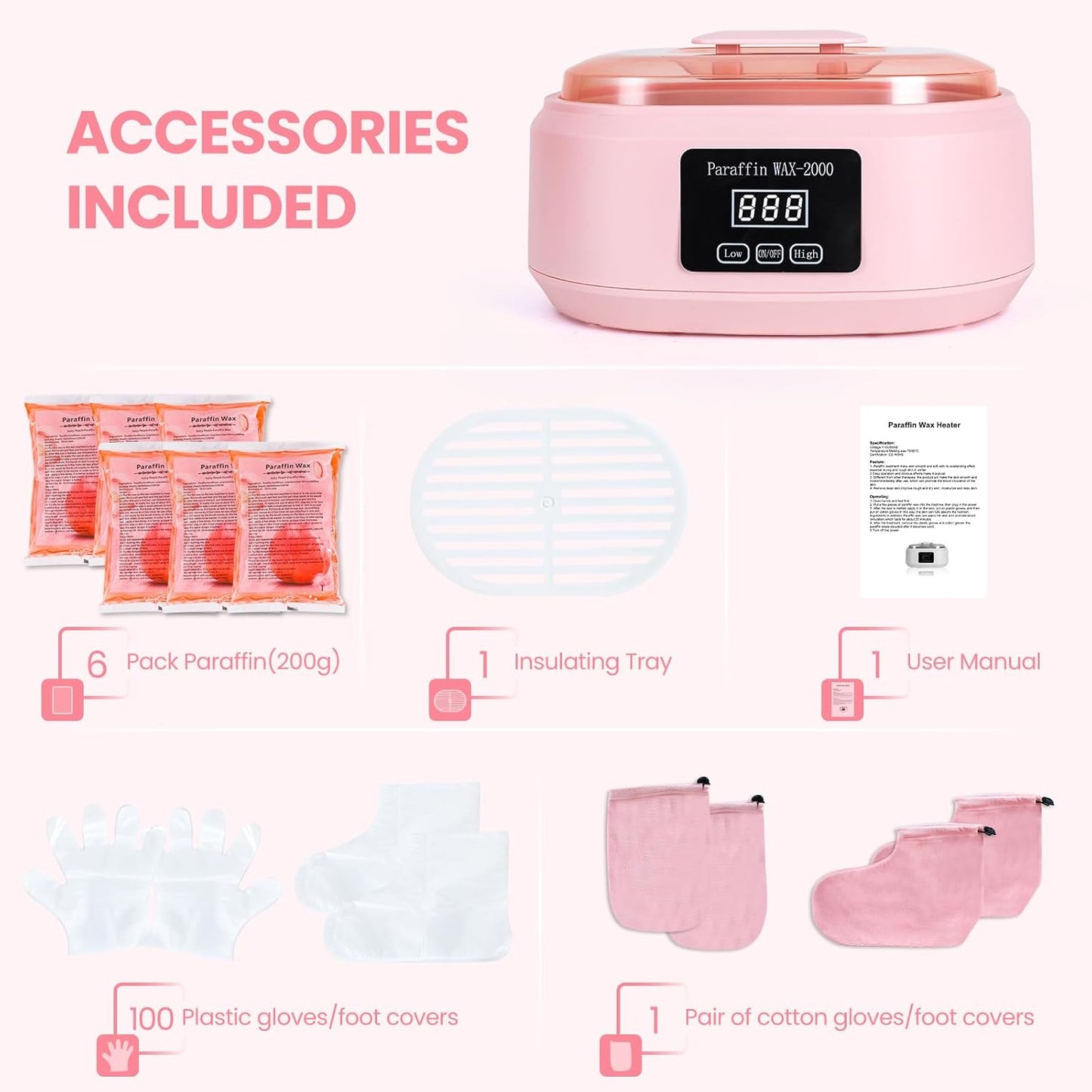 Pink Paraffin Wax Melter Machine for Hands & Feet, 3500ml Hot Warmer Size NEW