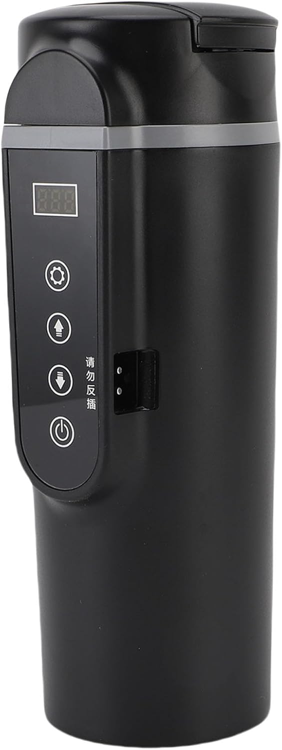 Portable 500ML Electric Car Kettle, 12V-24V Travel Water Boiler, Black NEW