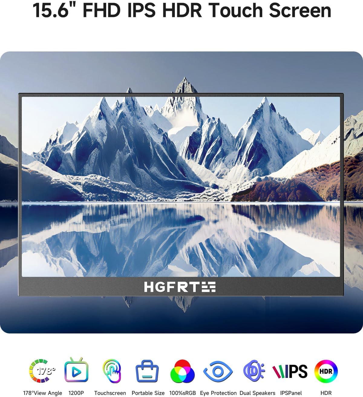 HGFRTEE 15.6 Monitors Inch Portable Monitor Touchscreen 1920x1080P IPS HDR NEW