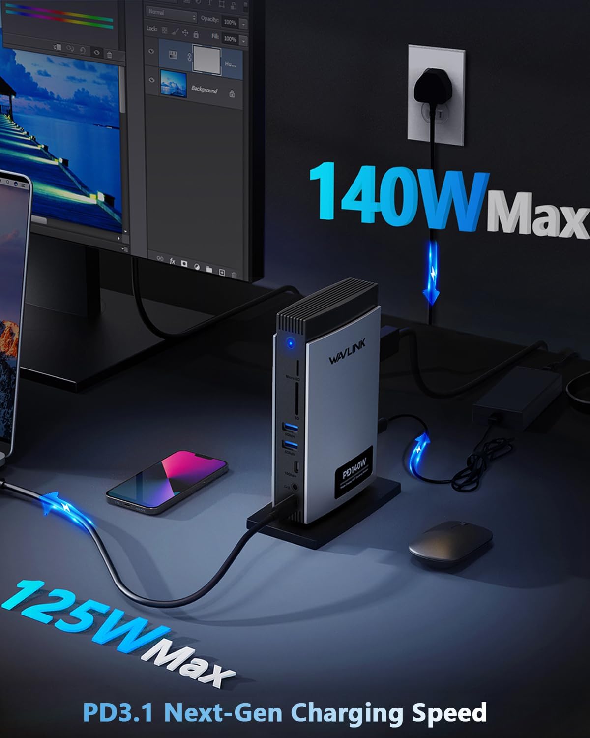 WAVLINK Laptop Docking Station with Triple 4K Monitor Support, Black DEMO
