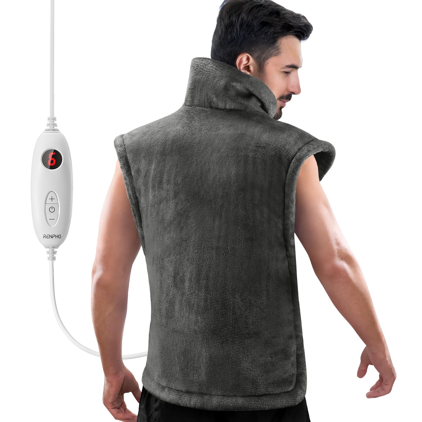 RENPHO Electric Heating Pad for Back, Neck, and Shoulder Pain Relief in Grey NEW