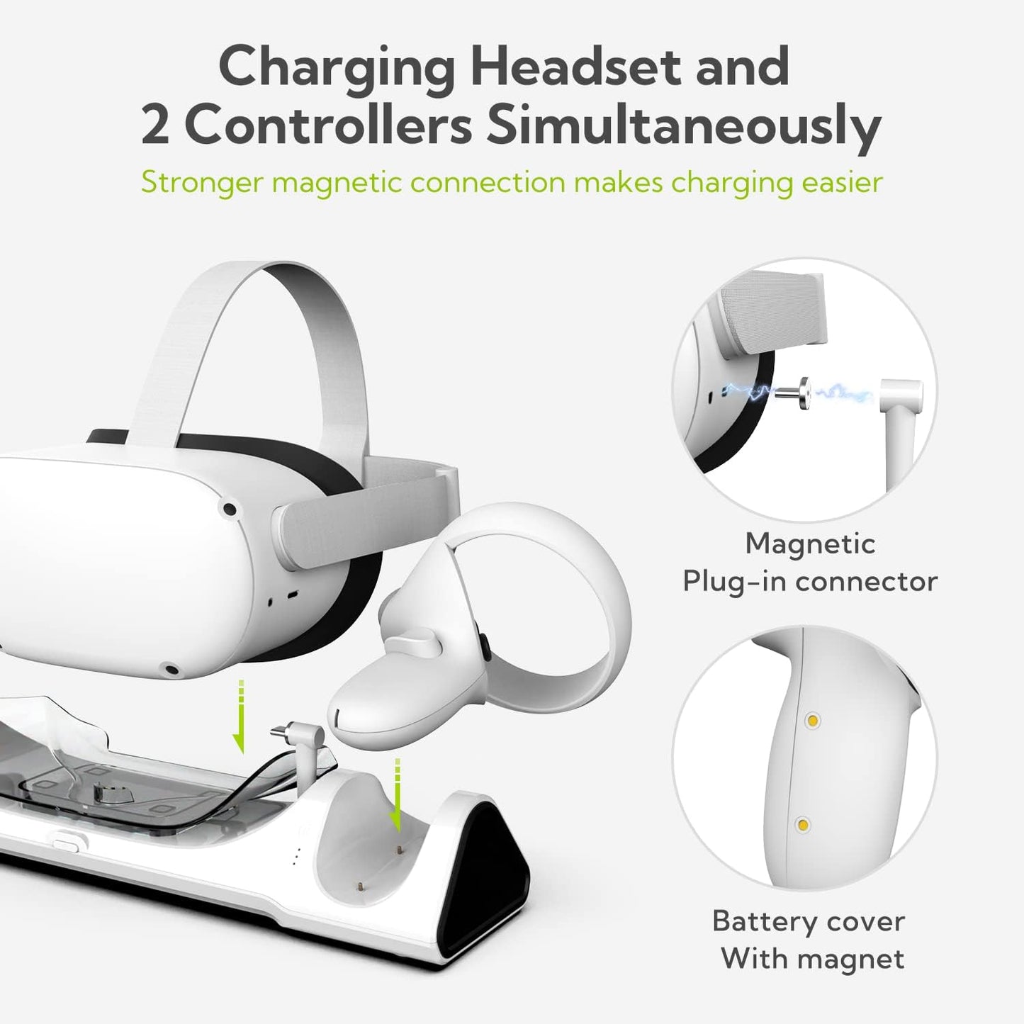 ZYBER White Tech Accessories Charging Dock & Stand for Meta Quest 2 VR NEW