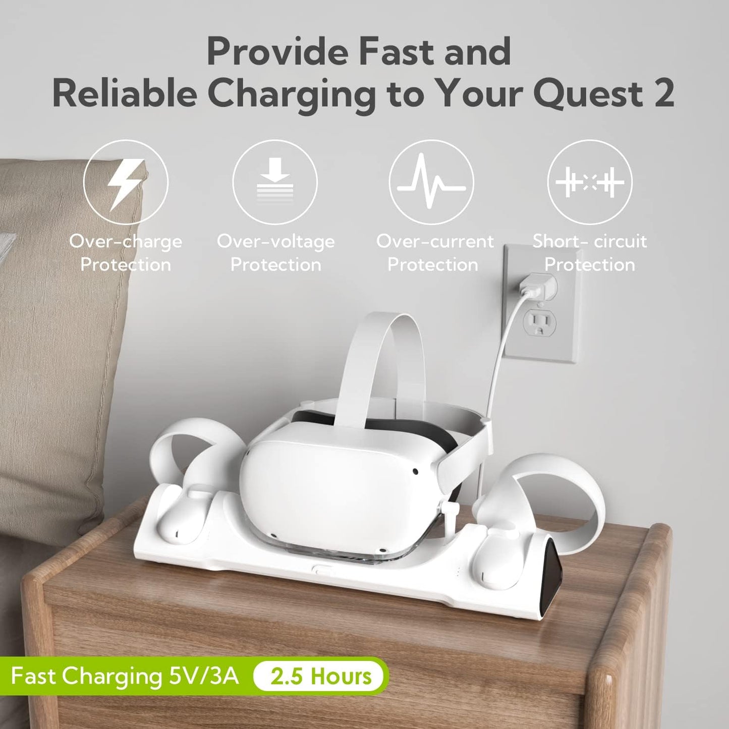 ZYBER White Tech Accessories Charging Dock & Stand for Meta Quest 2 VR NEW
