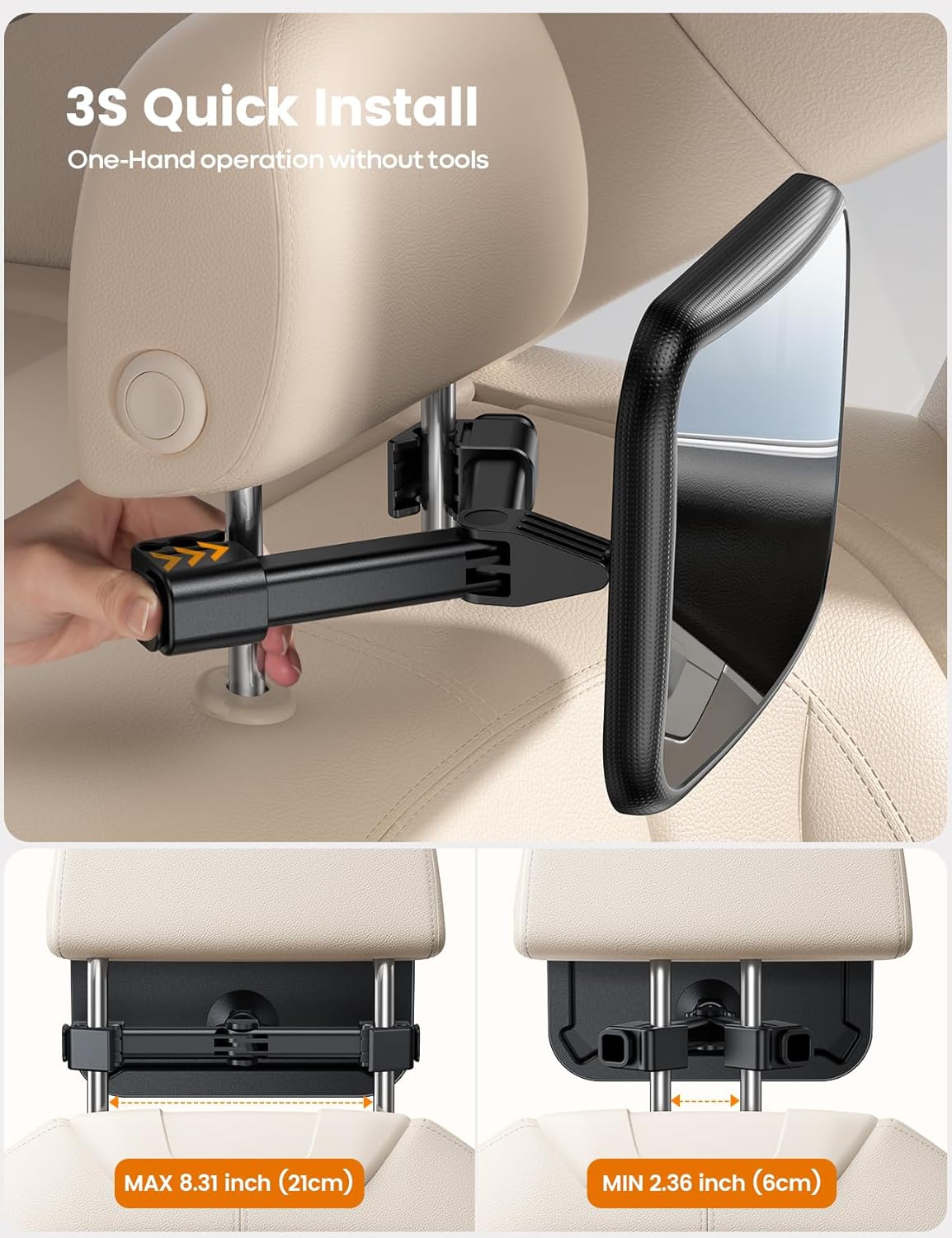 Lamicall Small Shatterproof Acrylic Baby Backseat Mirror for Car Safety DEMO