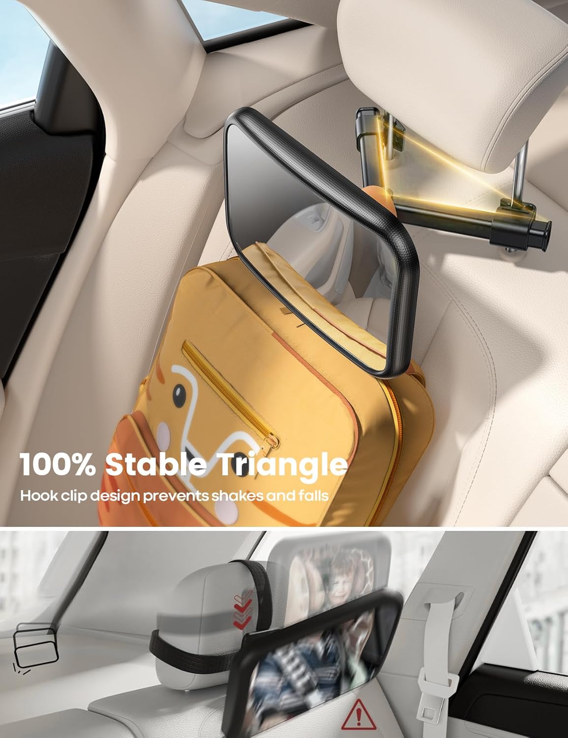 Lamicall Small Shatterproof Acrylic Baby Backseat Mirror for Car Safety DEMO
