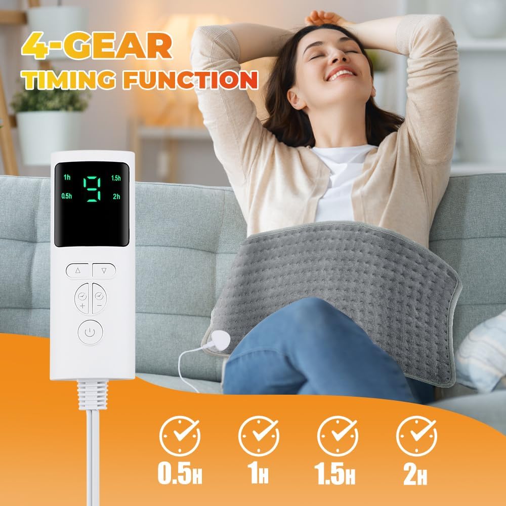Electric Heating Pad Soothing Pain Relief Comforting Warmth Grey 29x58cm NEW