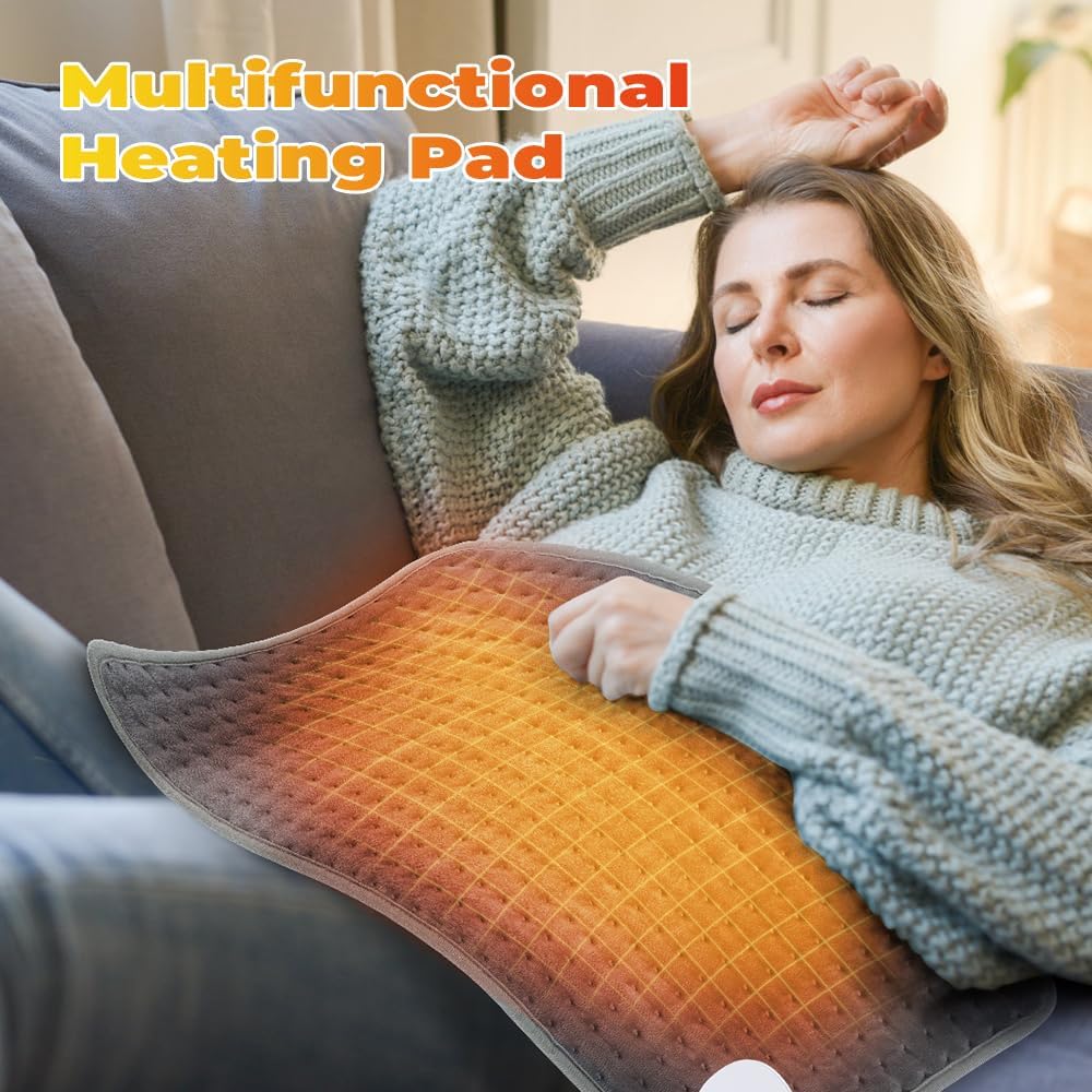 Electric Heating Pad Soothing Pain Relief Comforting Warmth Grey 29x58cm NEW