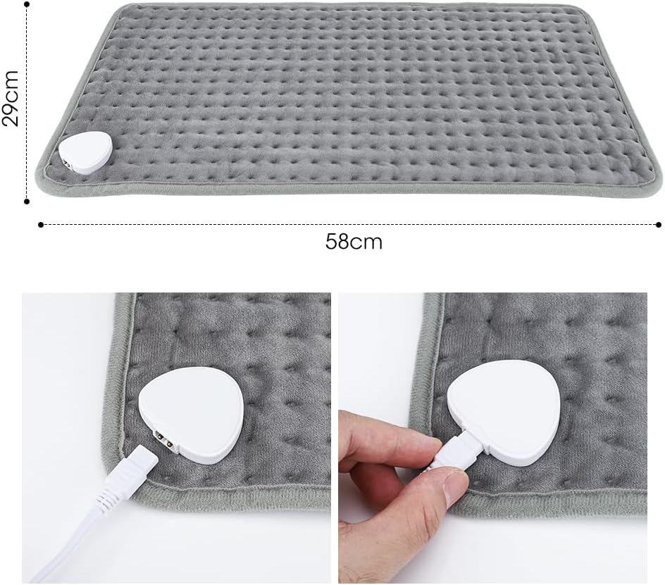 Electric Heating Pad Soothing Pain Relief Comforting Warmth Grey 29x58cm NEW