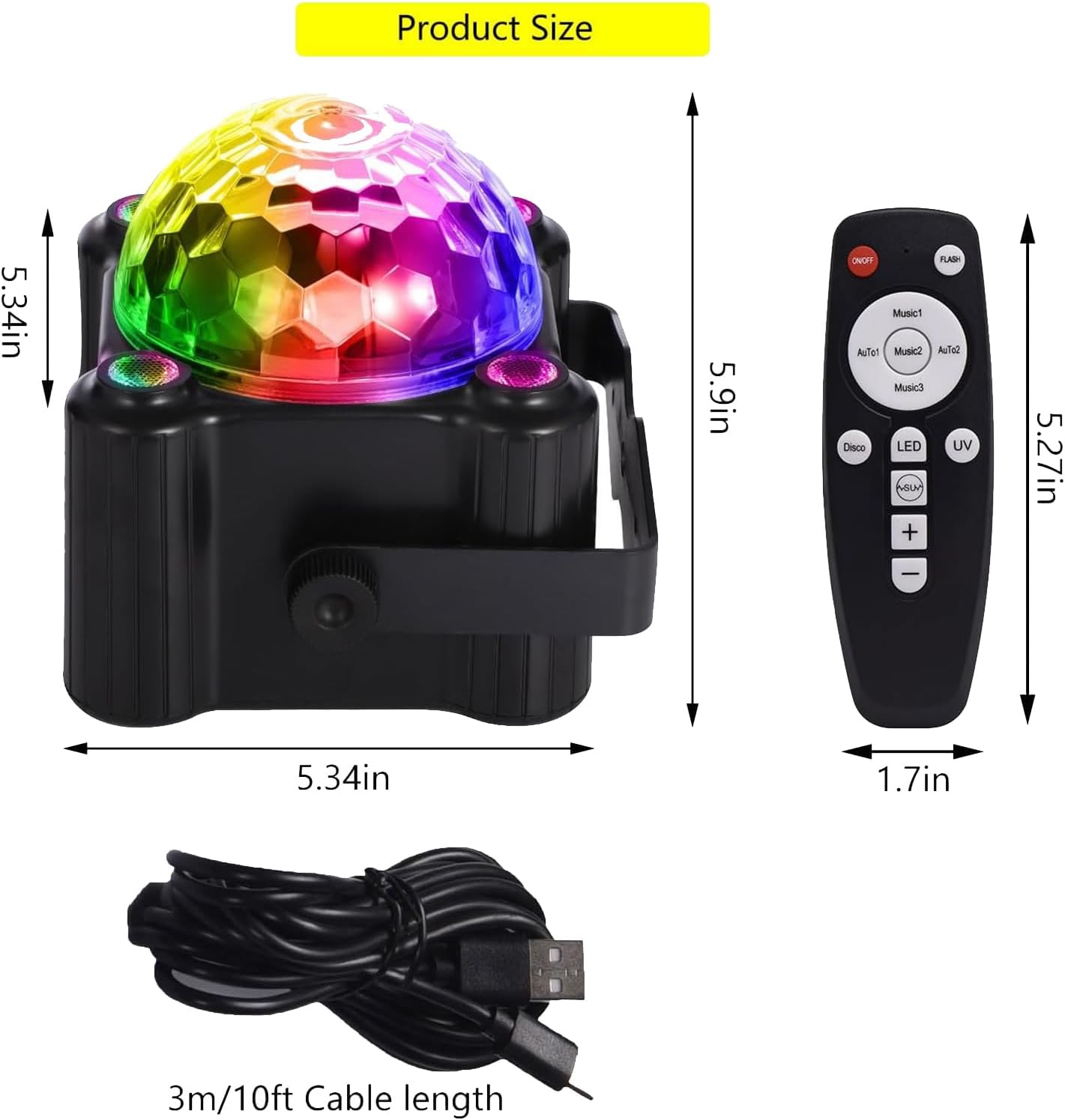 Disco Ball Light Sound Activated 6 Color Changing Stage Lighting Lamp for NEW