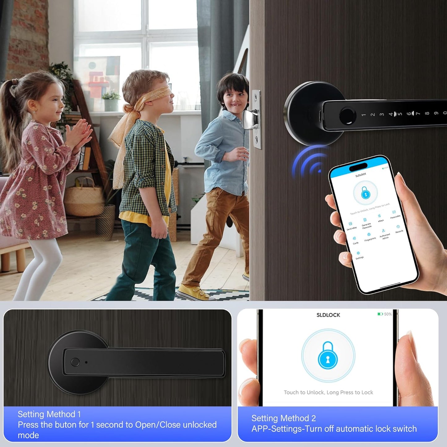 TEKXDD 5-in-1 Combination Padlocks Fingerprint Padlock Biometric Smart DEMO