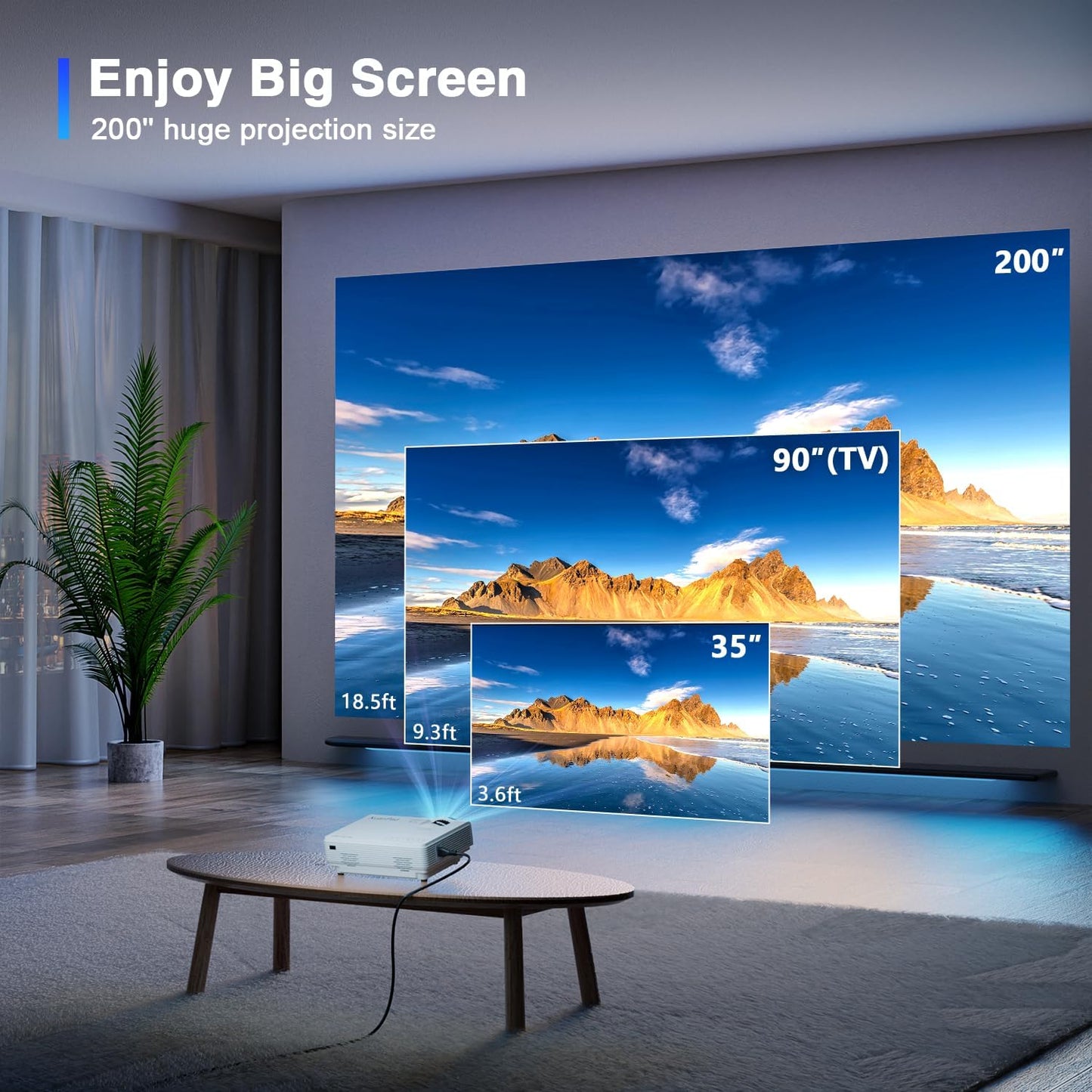 XuanPad 1080P Projectors HD Video Projector for Home Cinema Portable Compact