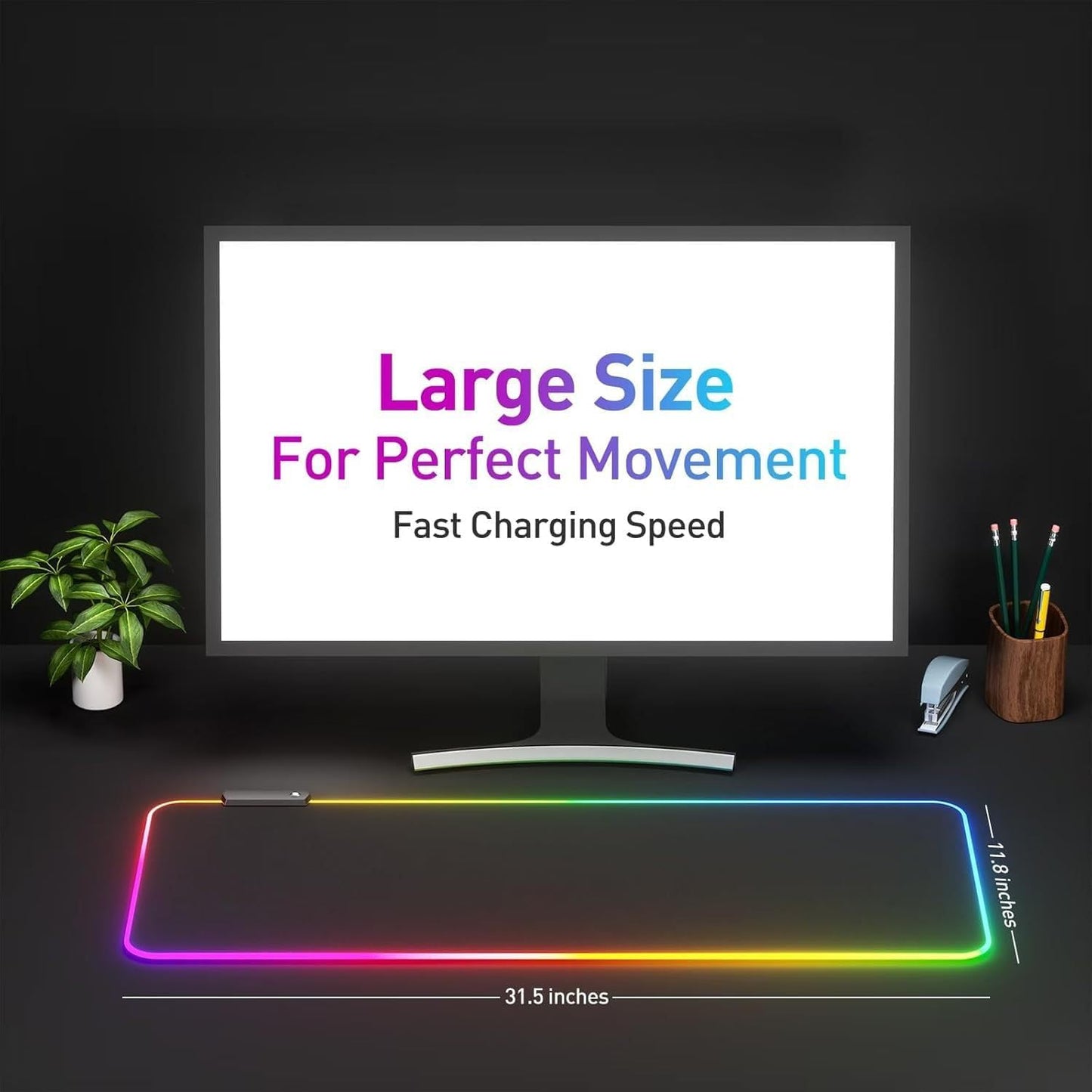 Giecy RGB Mouse Pad with 14 Light Modes Large Gaming Keyboard 90L x 40W cm NEW