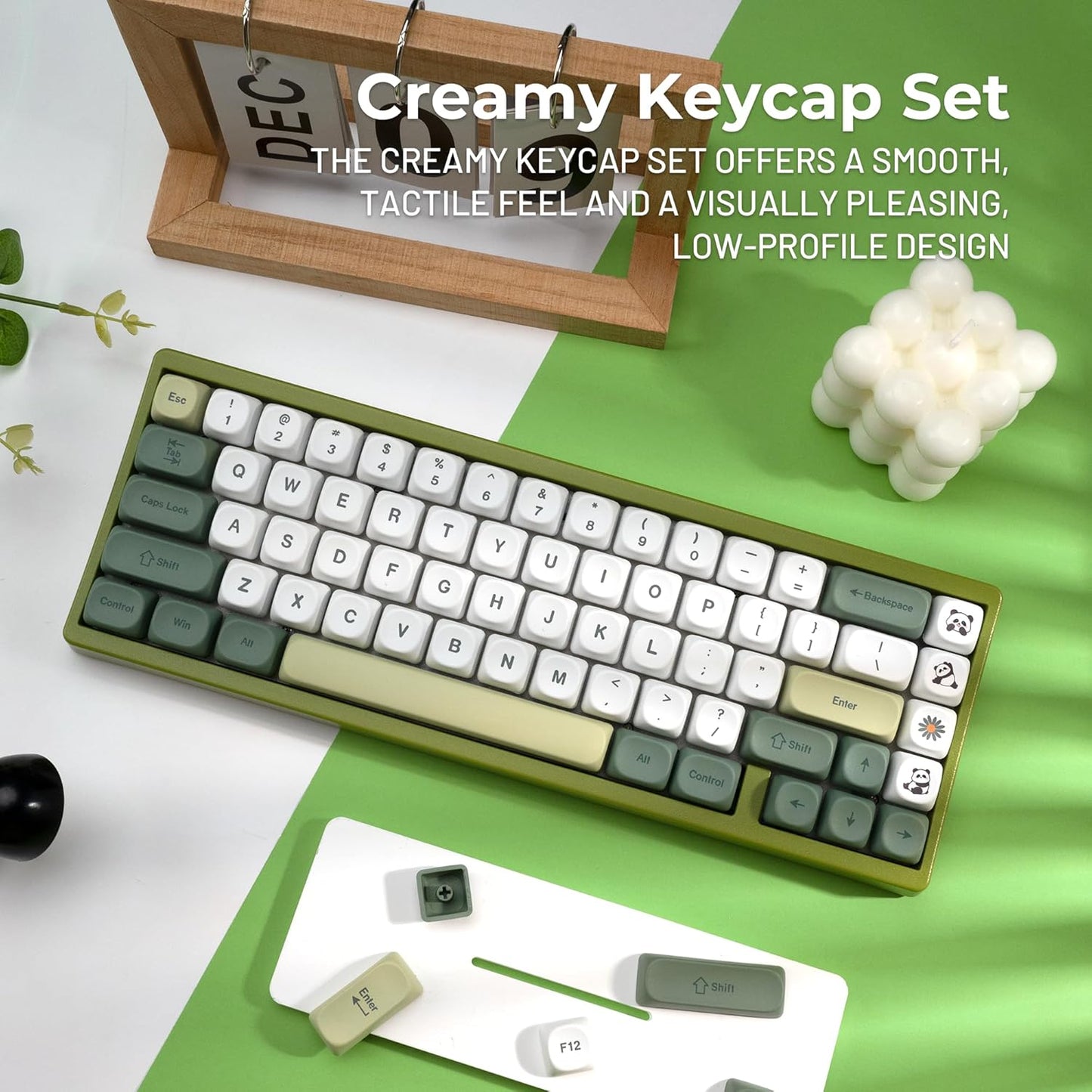 VXV Green Profile Matcha Panda PBT Dye-Sublimated Keycaps Set, 143-Key NEW
