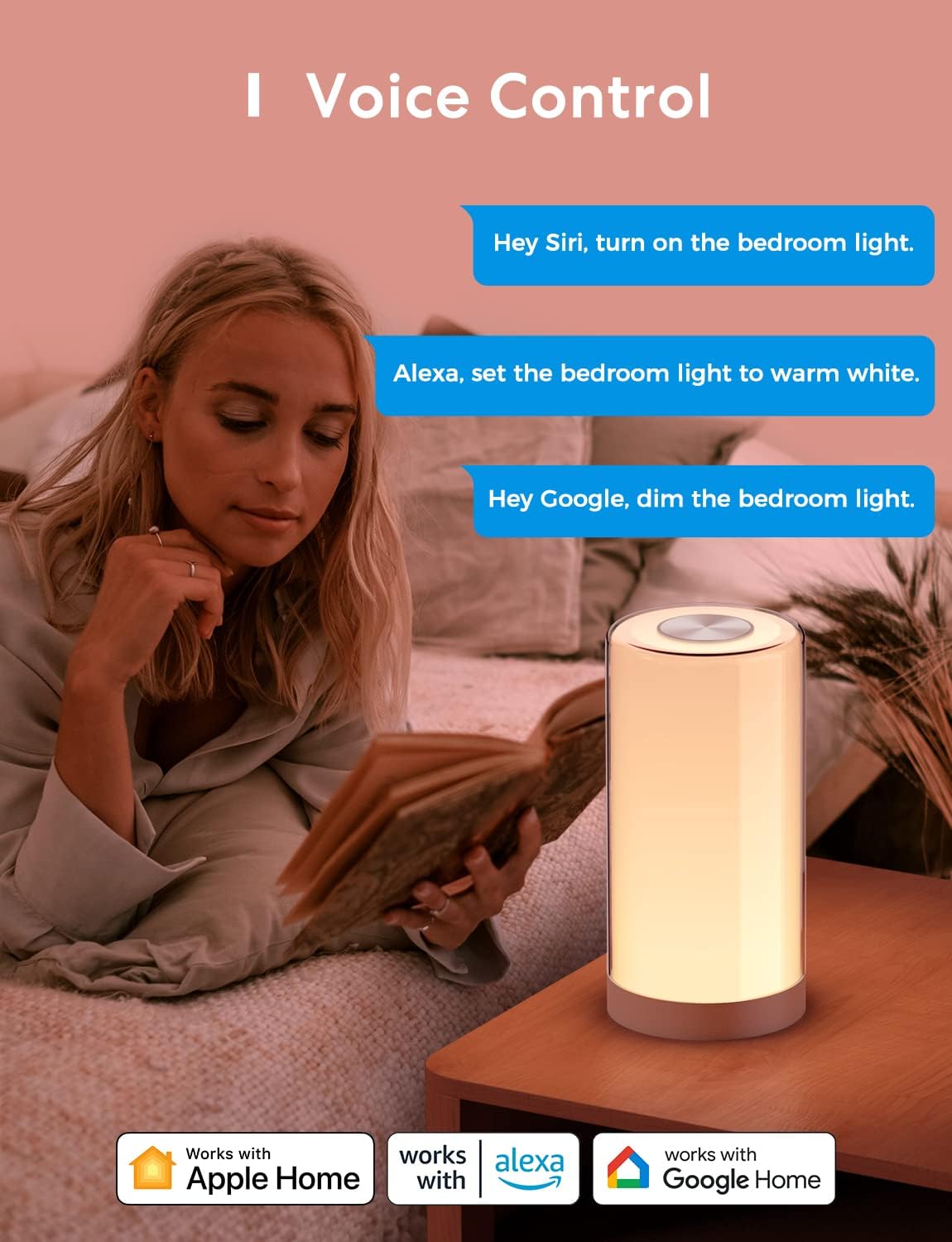 meross Dimmable WiFi Smart Table Lamp with Night Light for Bedroom Decor DEMO