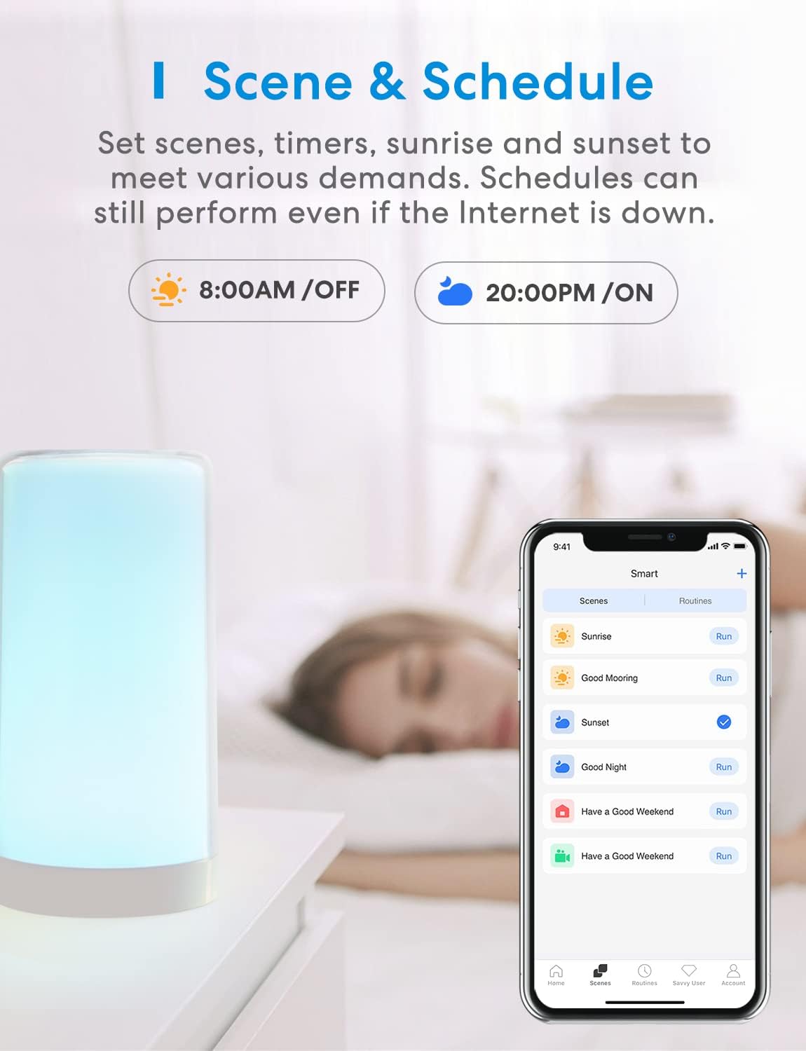 meross Dimmable WiFi Smart Table Lamp with Night Light for Bedroom Decor DEMO
