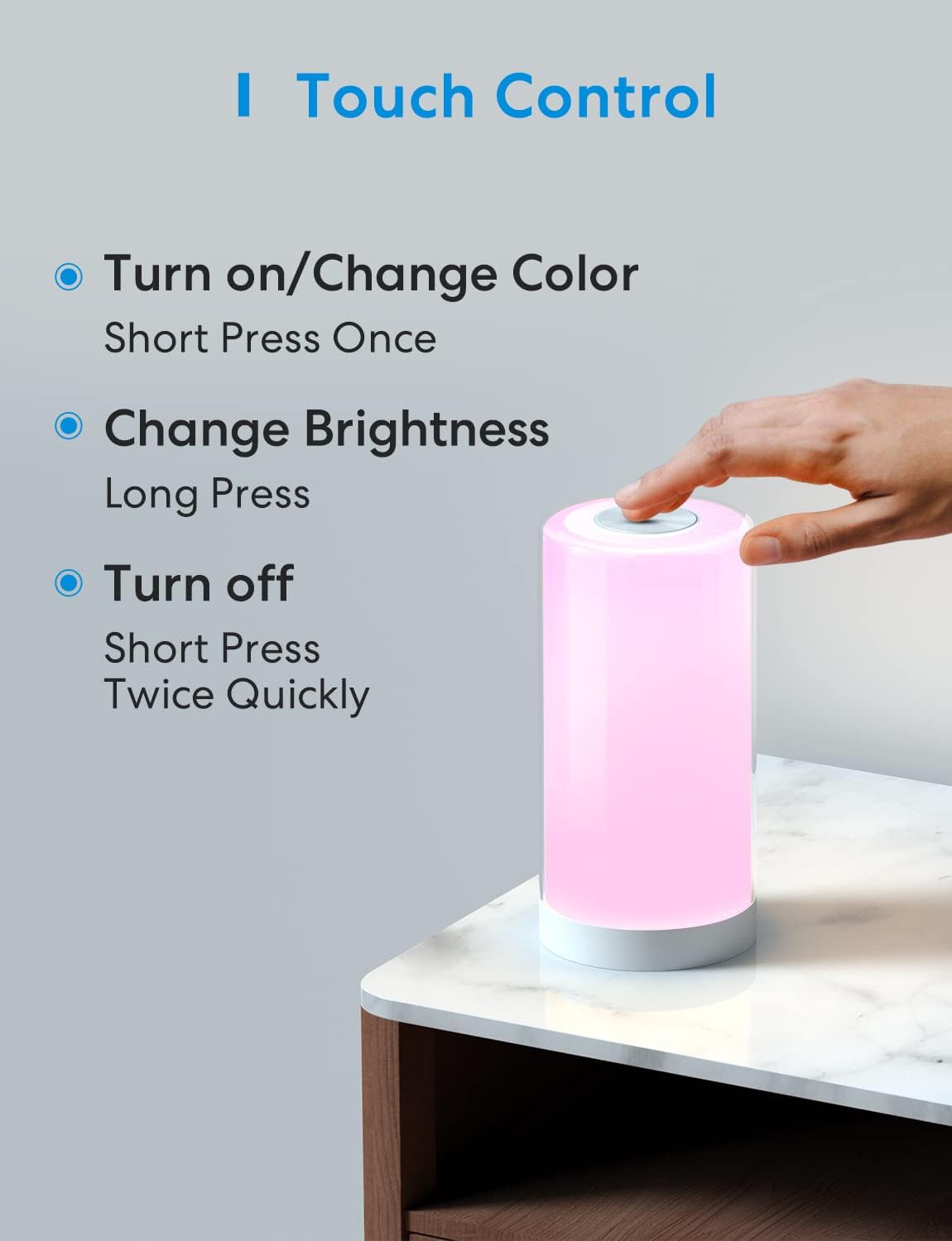 meross Dimmable WiFi Smart Table Lamp with Night Light for Bedroom Decor DEMO
