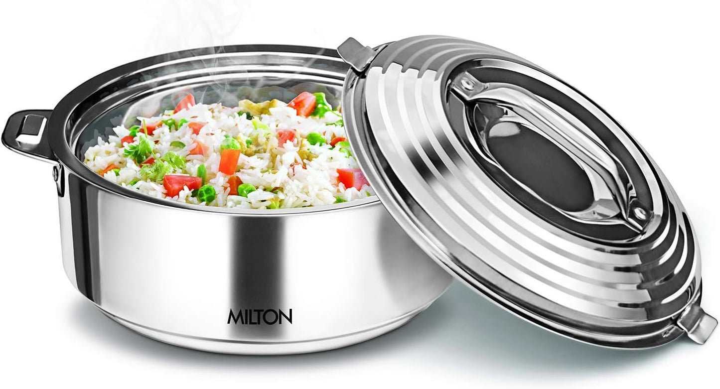 MILTON 2L Insulated Stainless Steel Hot Pot with Lid Serving Bowl Silver NEW