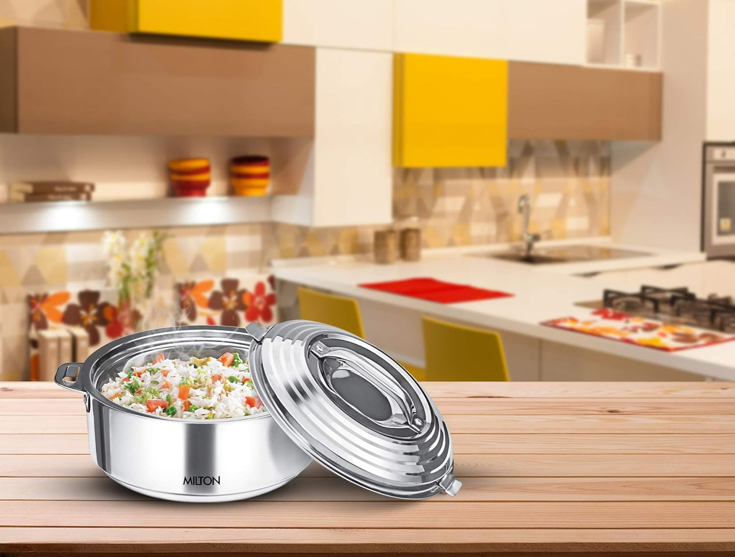 MILTON 2L Insulated Stainless Steel Hot Pot with Lid Serving Bowl Silver NEW