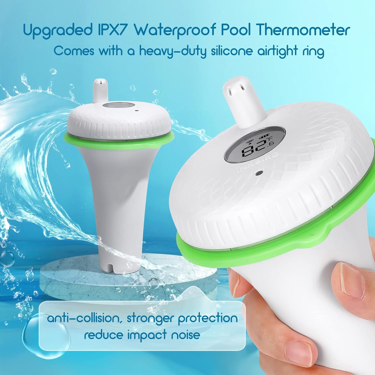 Inkbird Wireless Floating Pool Thermometer Indoor-Outdoor Temperature NEW