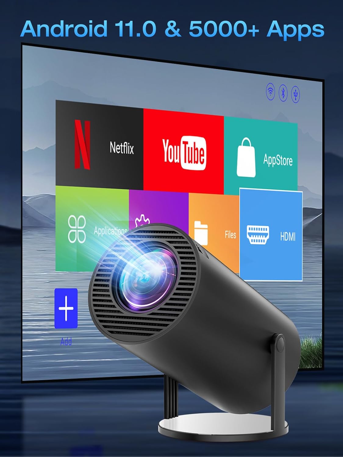 ClokoWe 4K Projectors Mini Projector with WiFi & Bluetooth for Portable Home