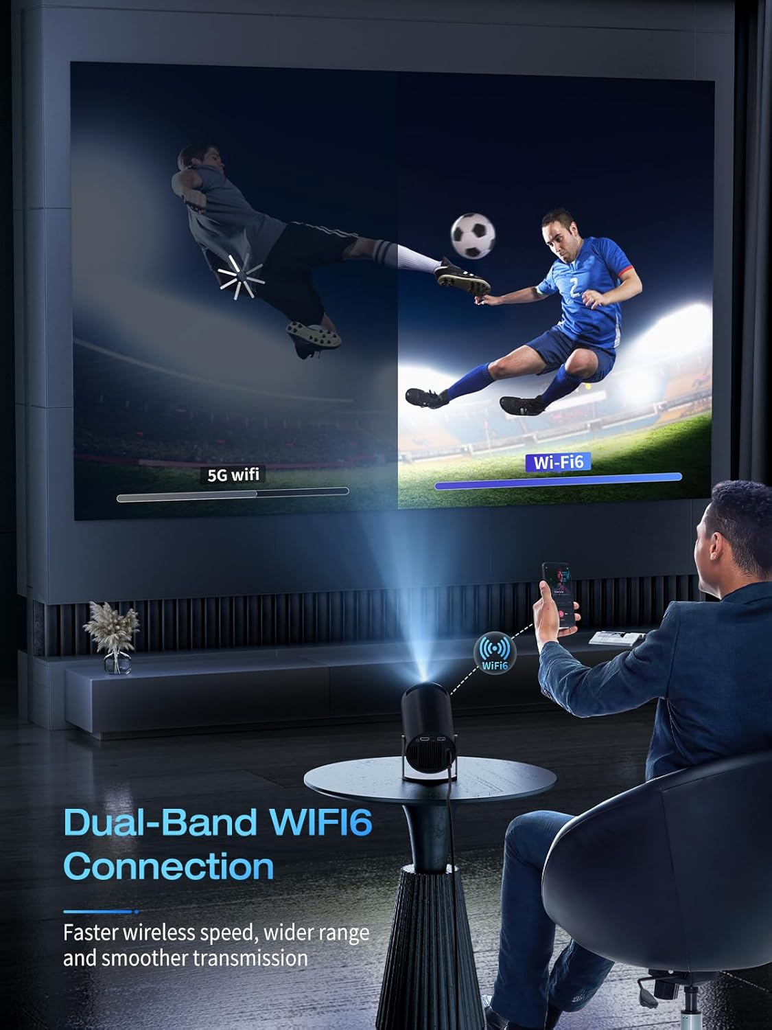ClokoWe 4K Projectors Mini Projector with WiFi & Bluetooth for Portable Home