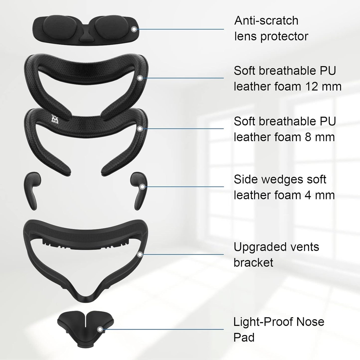 AMVR Foam Tech Accessories Face Pad Cushion for Oculus Quest 2 in Black NEW