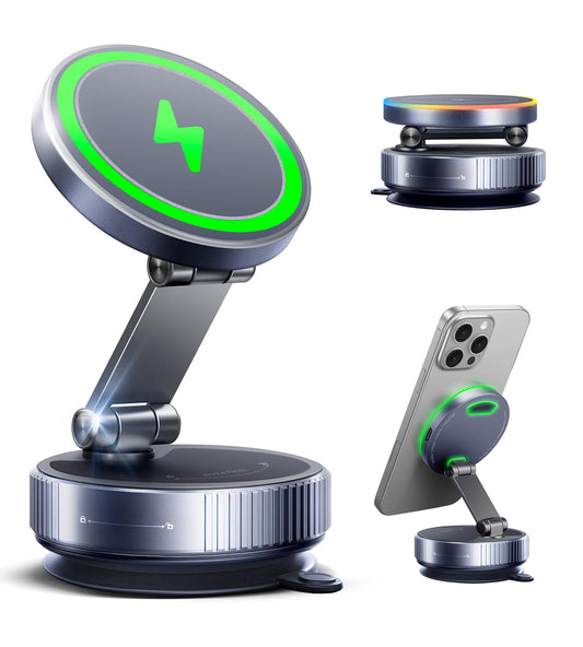 Magnetic Wireless Car Charger 360° Adjustable Vacuum Holder for Smartphones DEMO