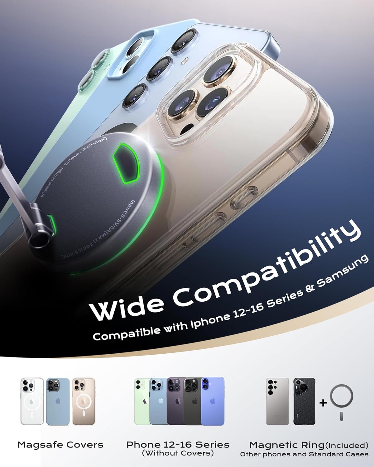 Magnetic Wireless Car Charger 360° Adjustable Vacuum Holder for Smartphones DEMO